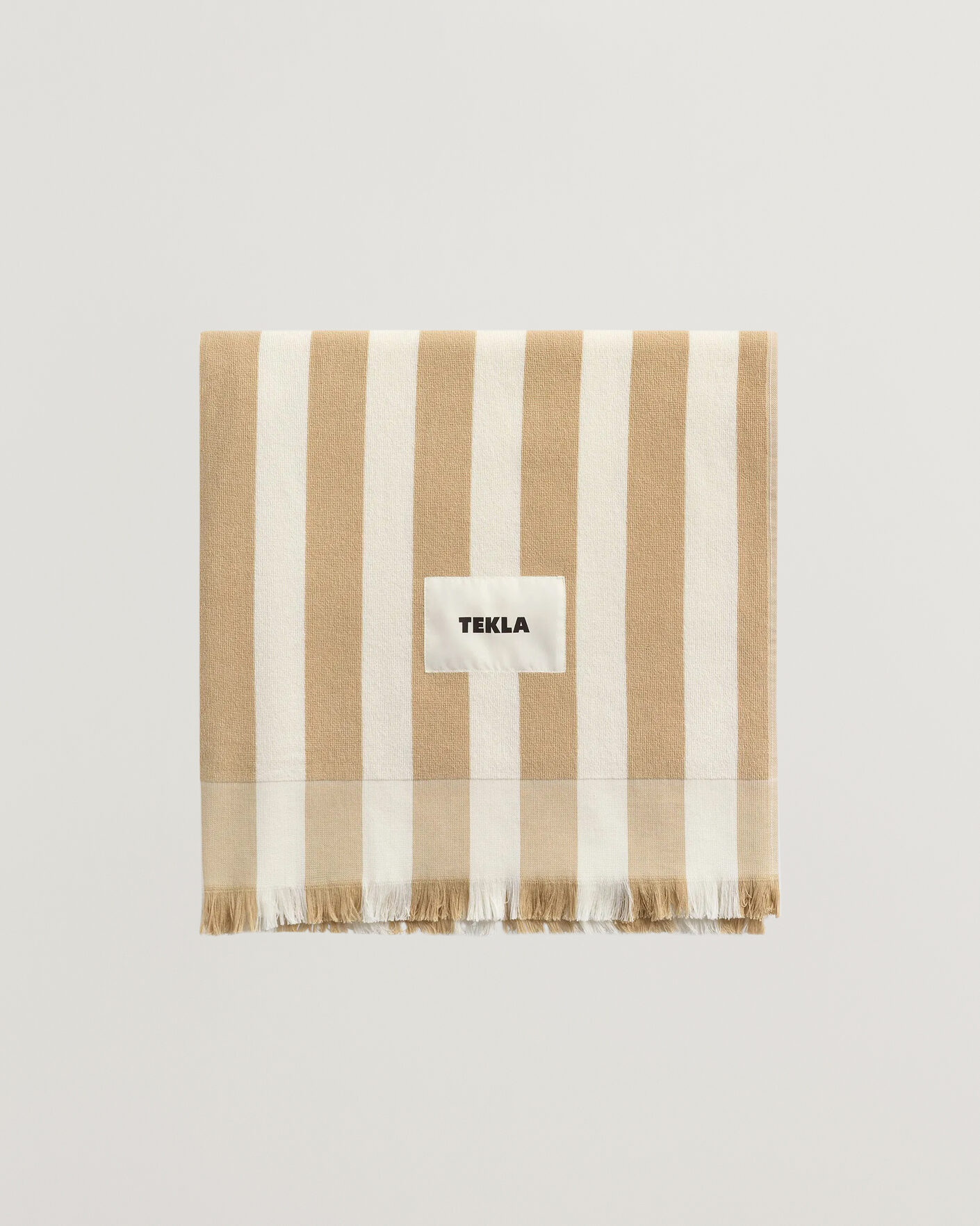 Heren | Stoffen | Tekla | Organic Terry Beach Towel Almond Stripes