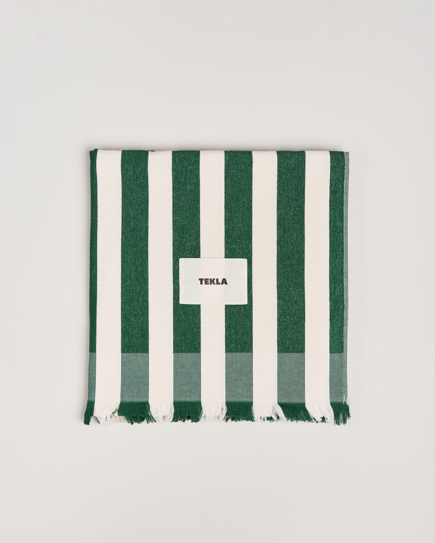 Homme | Tekla Organic Terry Beach Towel Green Deck Stripes | Tekla | Organic Terry Beach Towel Green Deck Stripes
