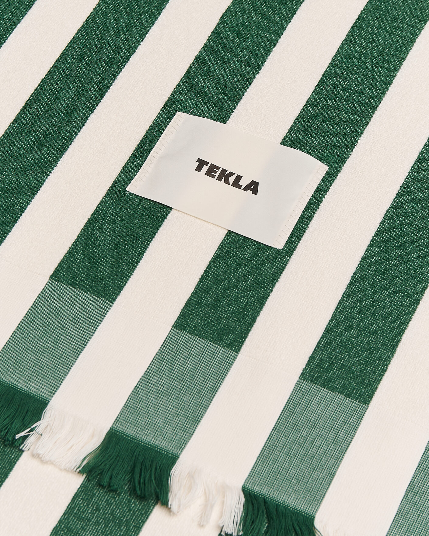 Homme | Tissus | Tekla | Organic Terry Beach Towel Green Deck Stripes