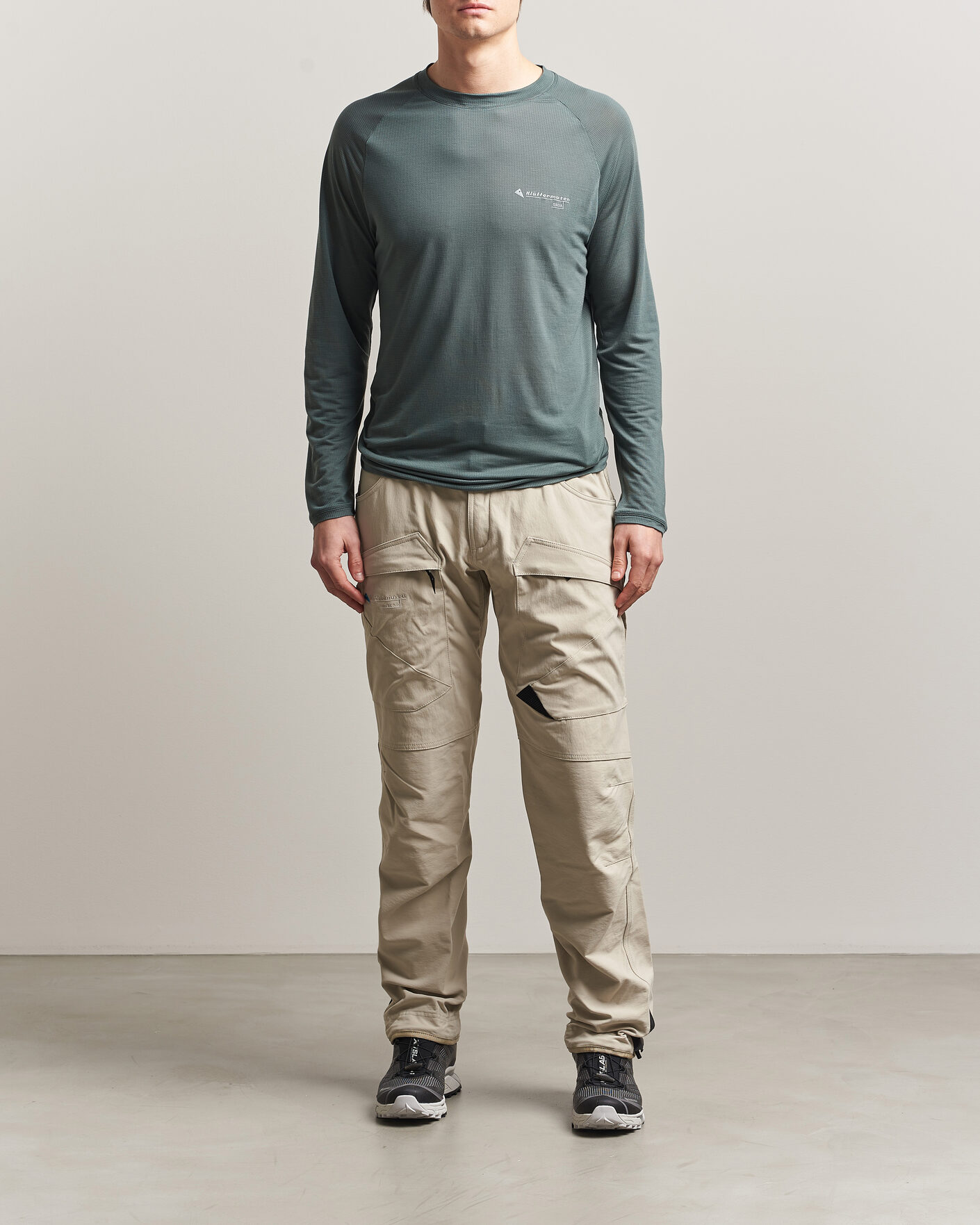Heren | T-shirts | Klättermusen | Groa Lightweight Tencel Long Sleeve T-Shirt Teal Grey