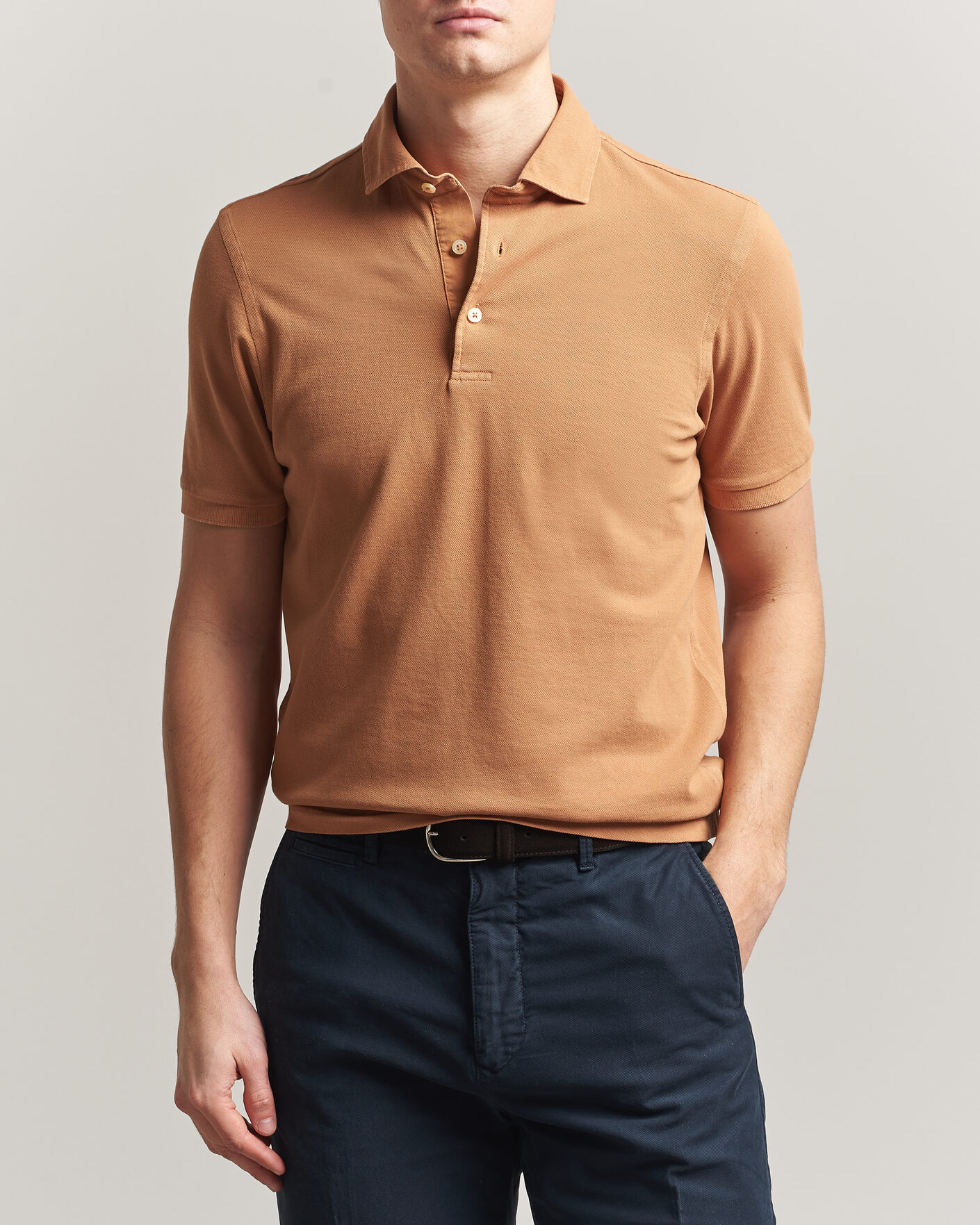 Heren | Polo's | Gran Sasso | Washed Polo Apricot Orange
