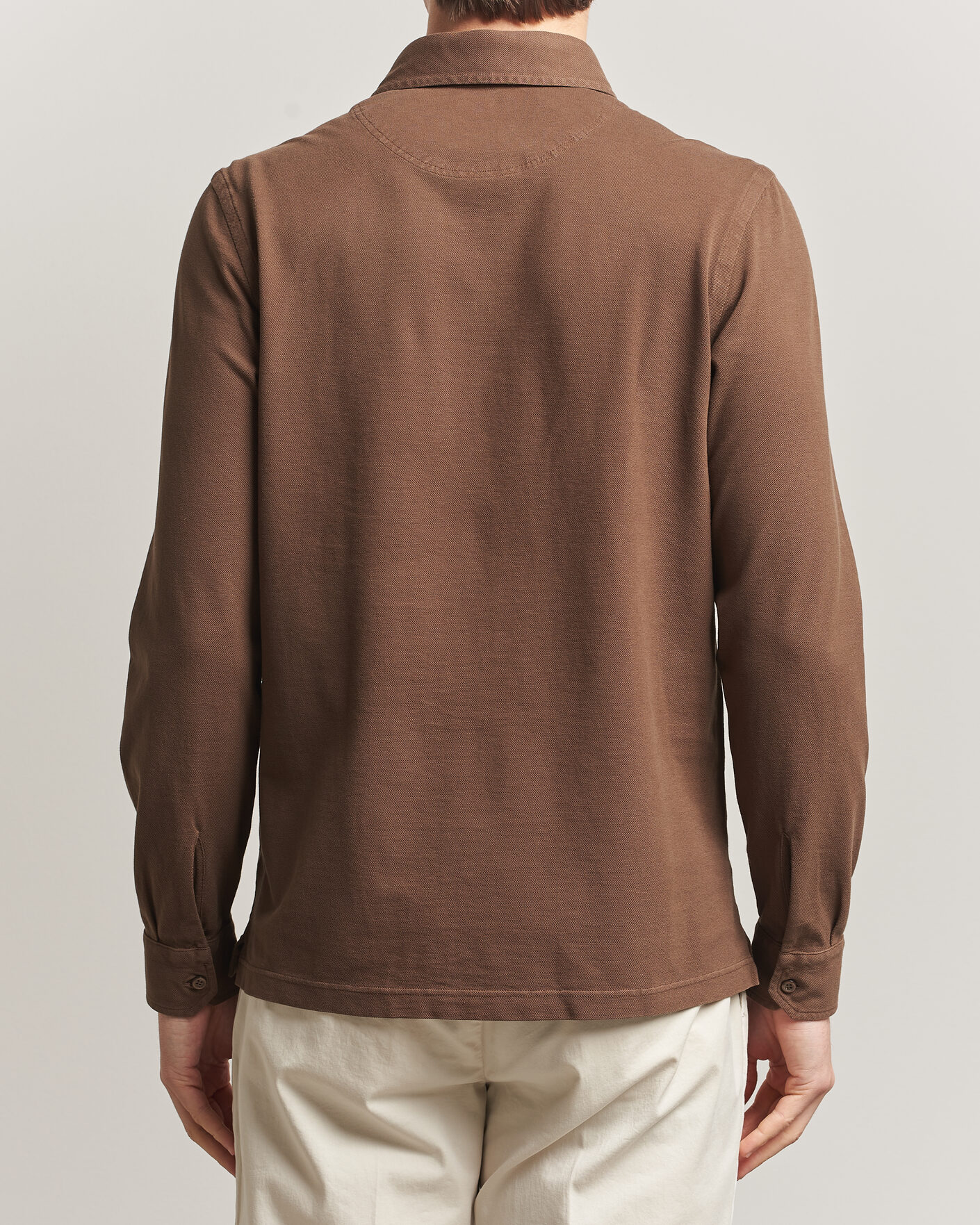 Heren | Polo's | Gran Sasso | Washed Long Sleeve Polo Brown