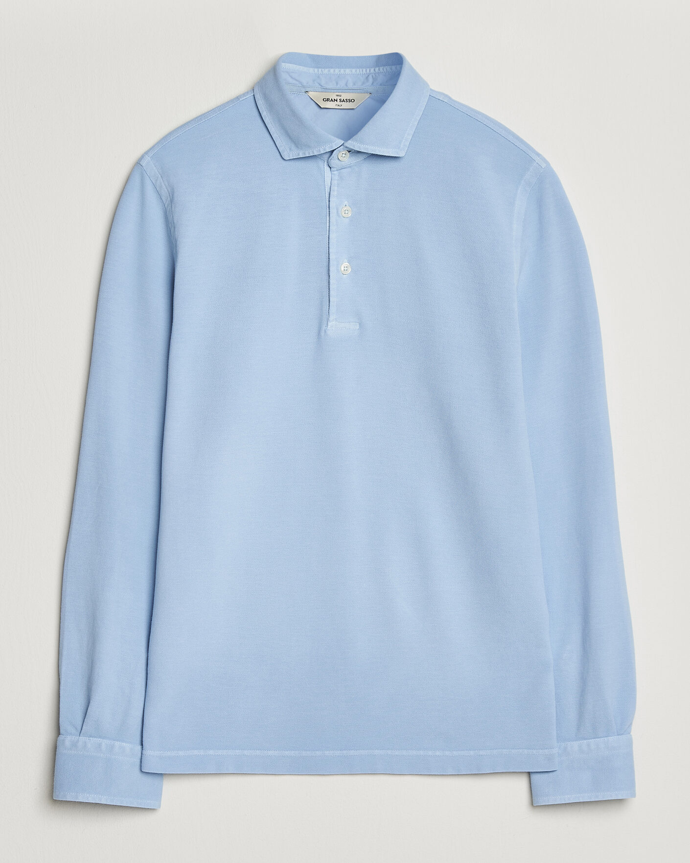 Heren | Polo's | Gran Sasso | Washed Long Sleeve Polo Light Blue