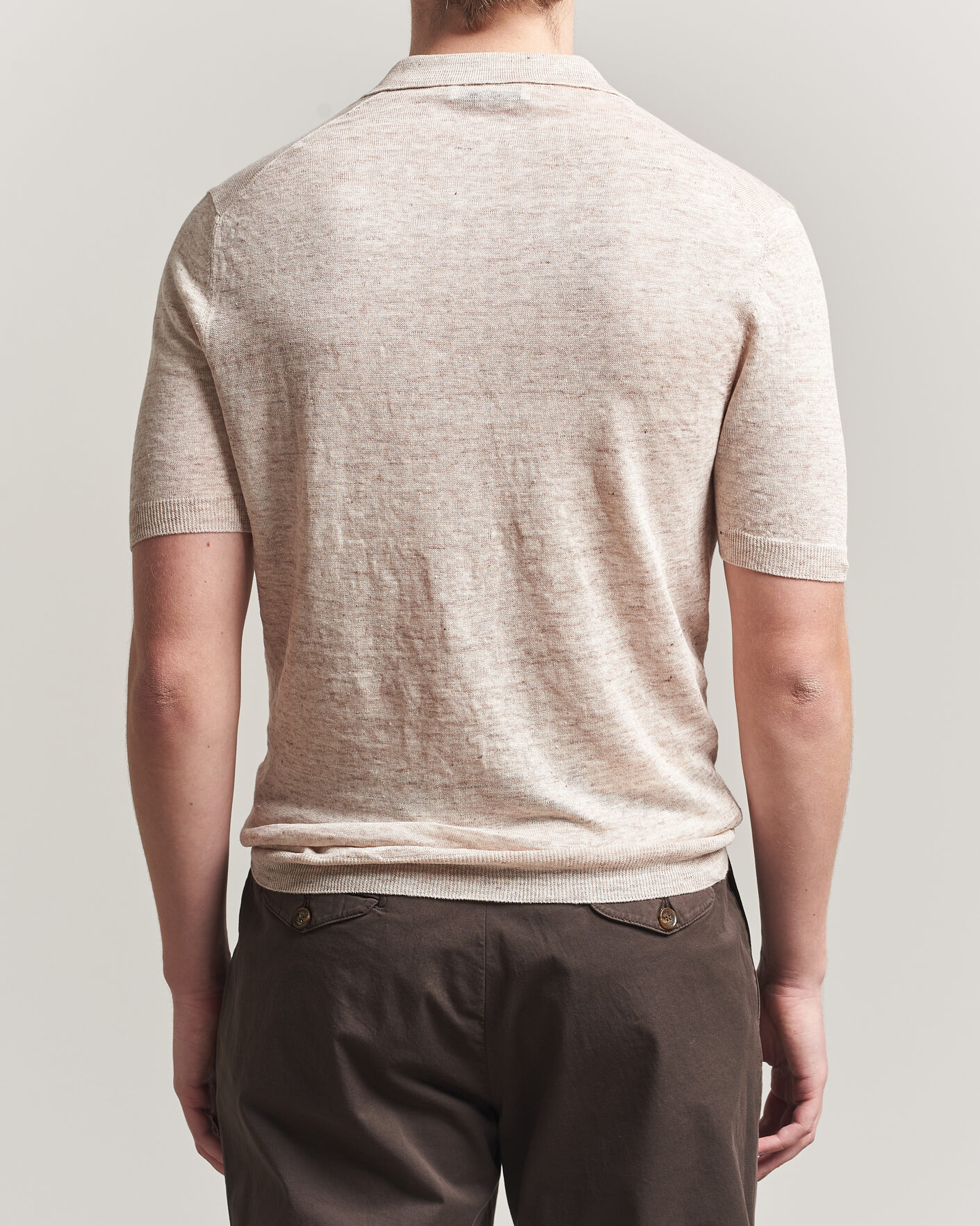 Heren | Polo's | Gran Sasso | Washed Knitted Linen Polo Beige Melange