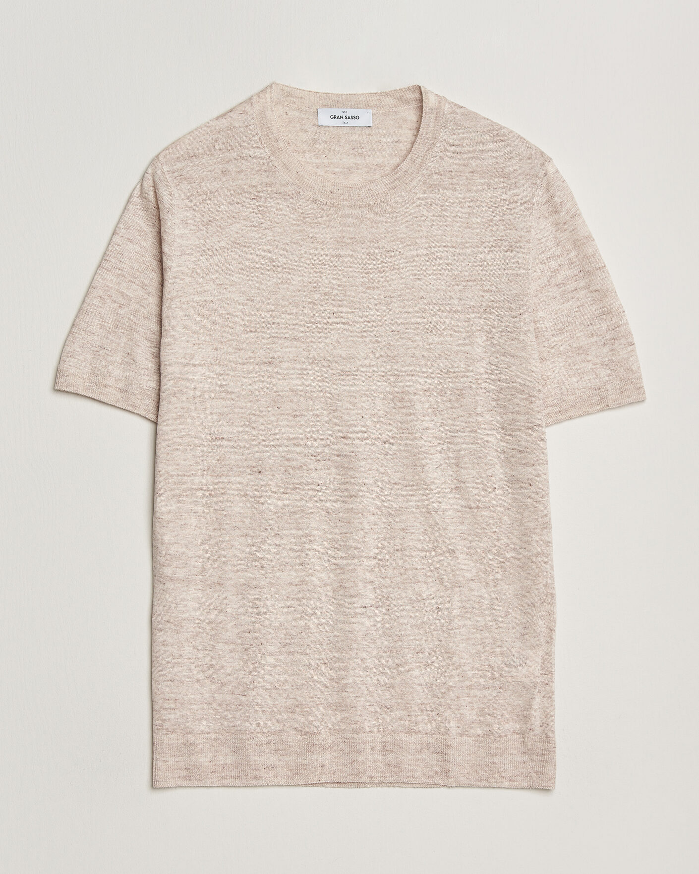 Heren | T-shirts | Gran Sasso | Washed Knitted Linen T-Shirt Beige Melange