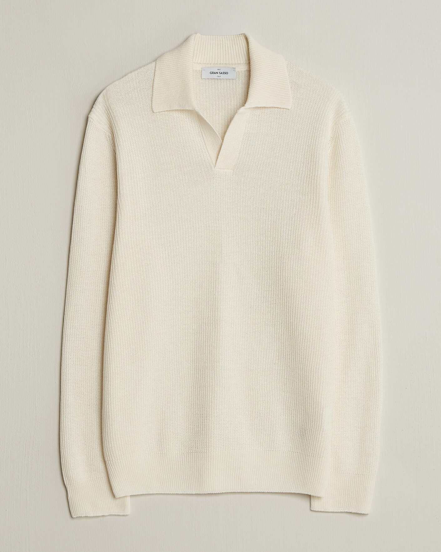Homme | Pulls Et Tricots | Gran Sasso | Linen/Cotton Open Collar Knitted Polo Cream