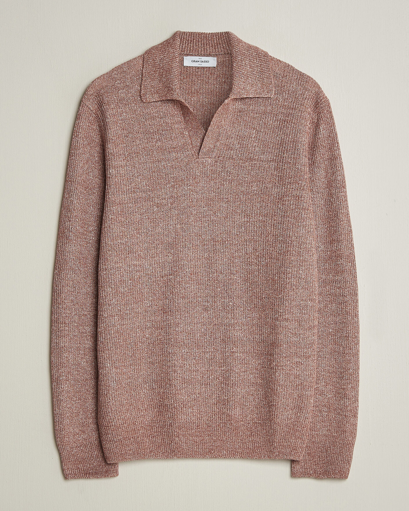 Homme | Pulls Et Tricots | Gran Sasso | Linen/Cotton Open Collar Knitted Polo Rust Melange