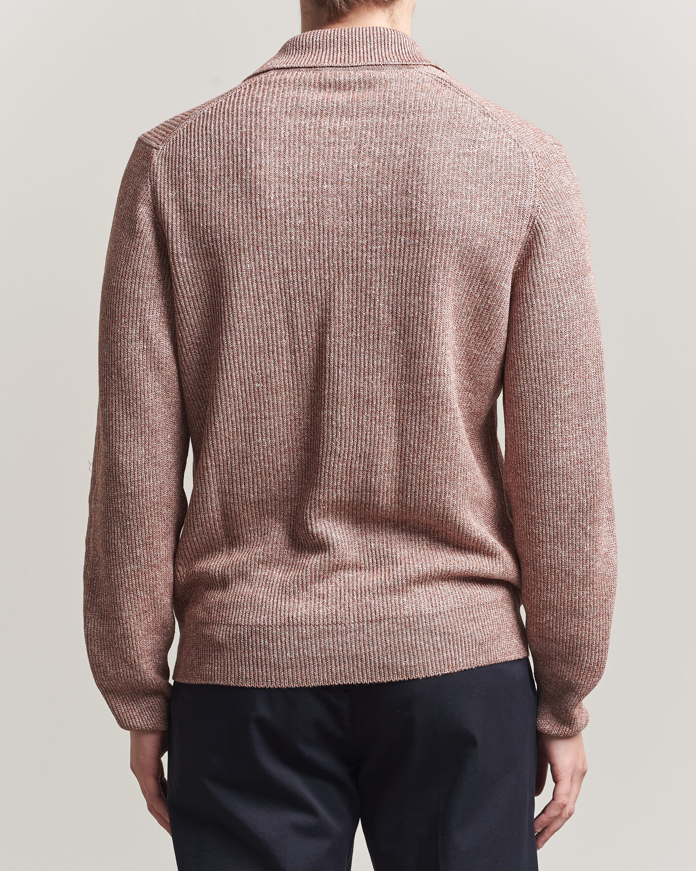 Heren | Truien | Gran Sasso | Linen/Cotton Open Collar Knitted Polo Rust Melange