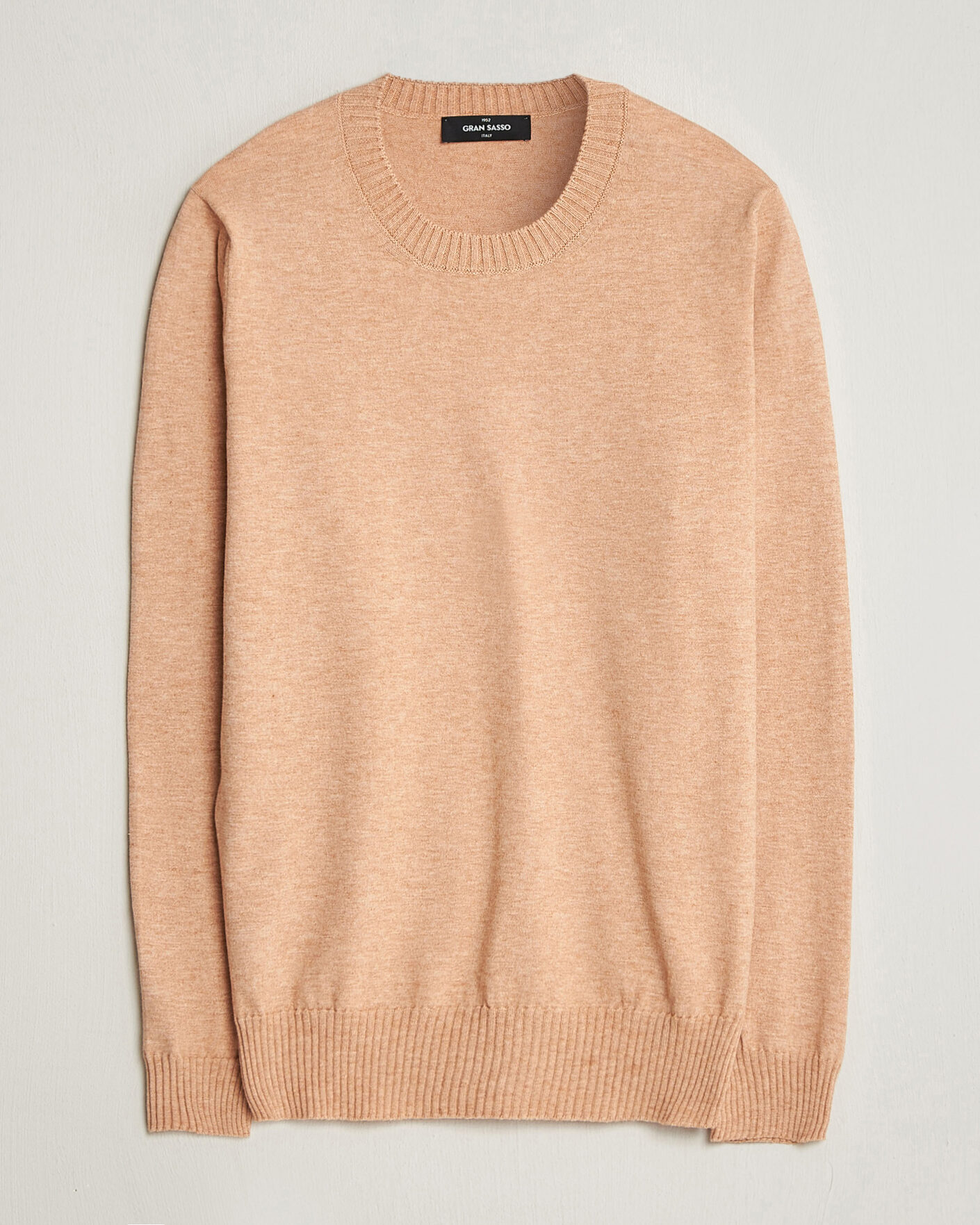 Homme | Pulls Et Tricots | Gran Sasso | Cotton/Cashmere Knitted Crew Neck Sweater Apricot Orange Melange