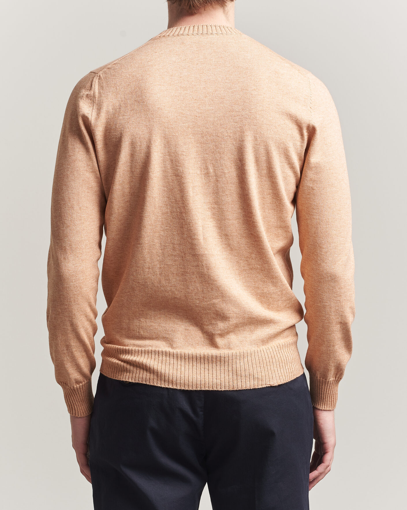 Homme | Pulls Et Tricots | Gran Sasso | Cotton/Cashmere Knitted Crew Neck Sweater Apricot Orange Melange