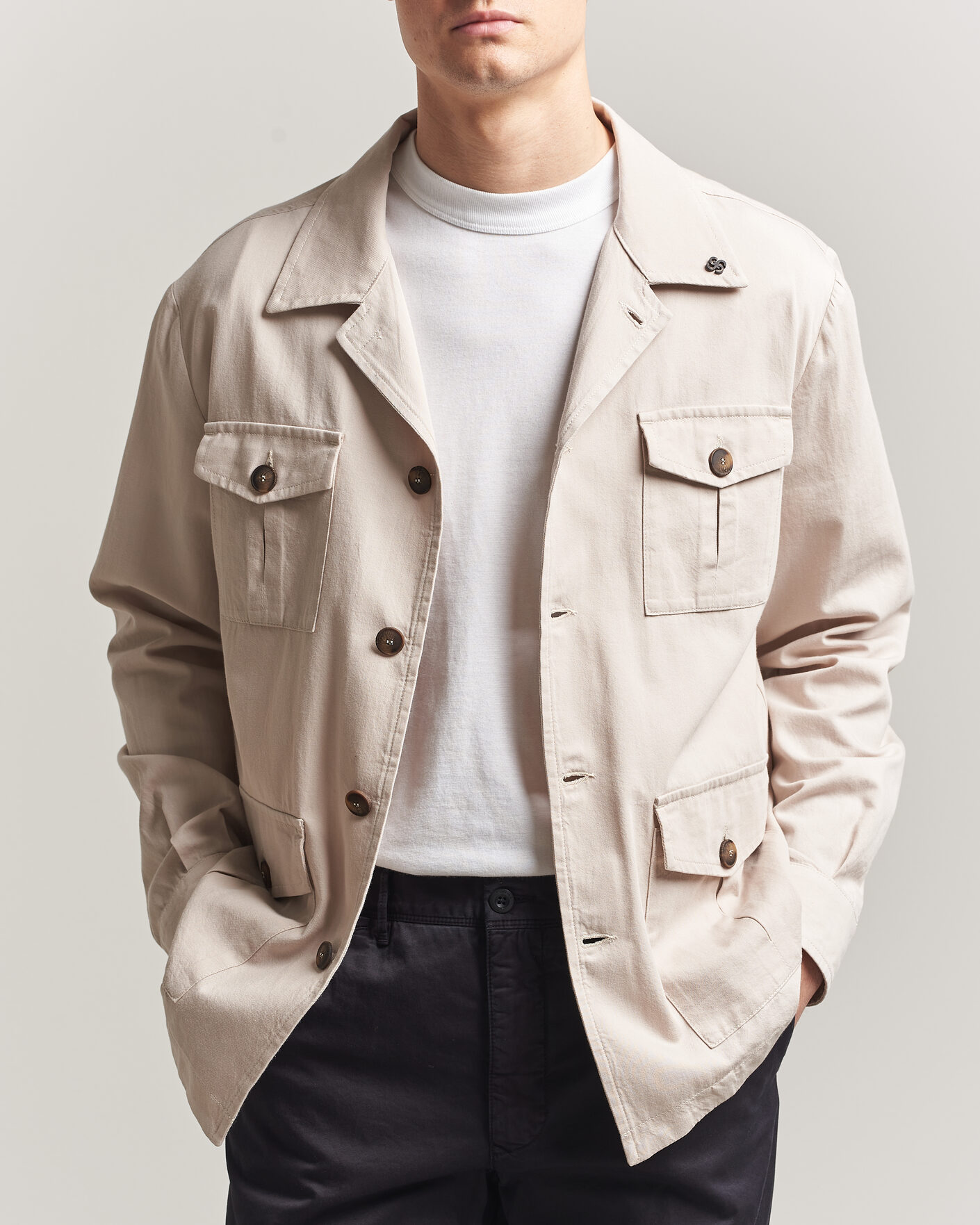 Heren | Jassen | Gran Sasso | Cotton Safari Jacket Beige