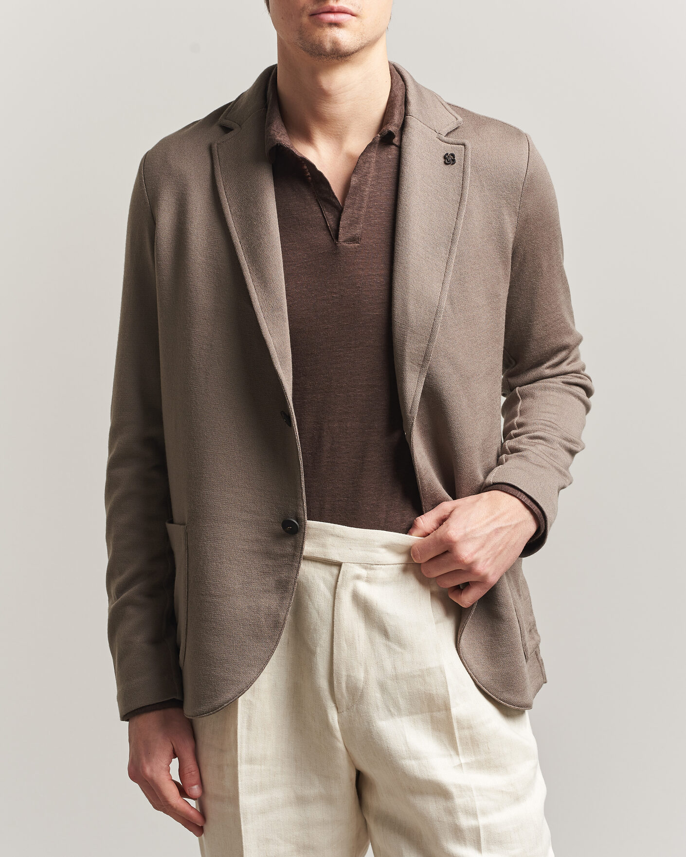 Homme | Blazers | Gran Sasso | Wool Knitted Blazer Brown