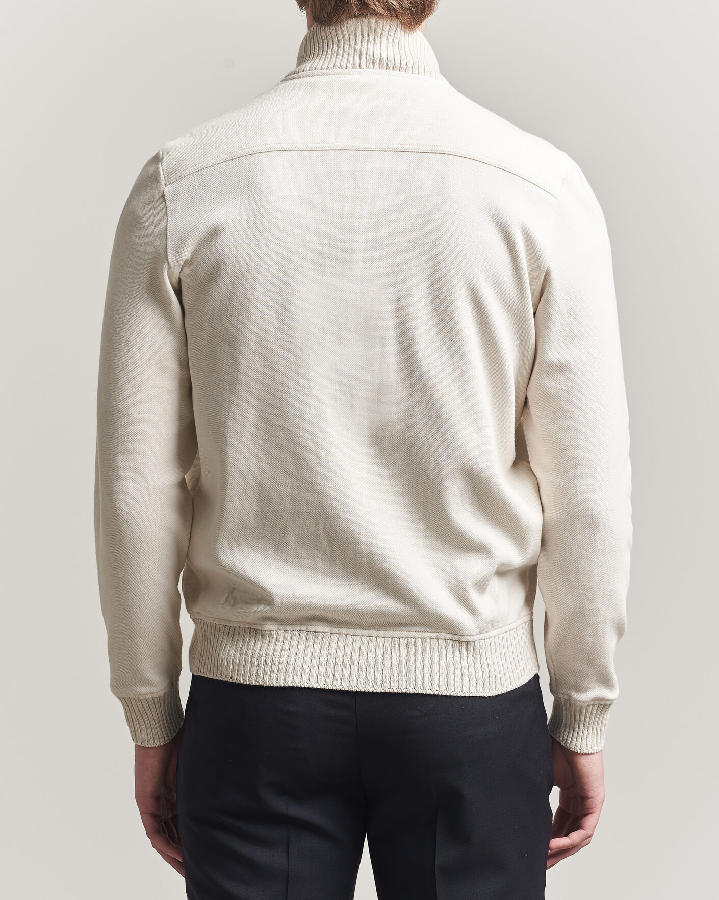 Heren | Jassen | Gran Sasso | Cotton Pocket Knitted Bomber Jacket Cream