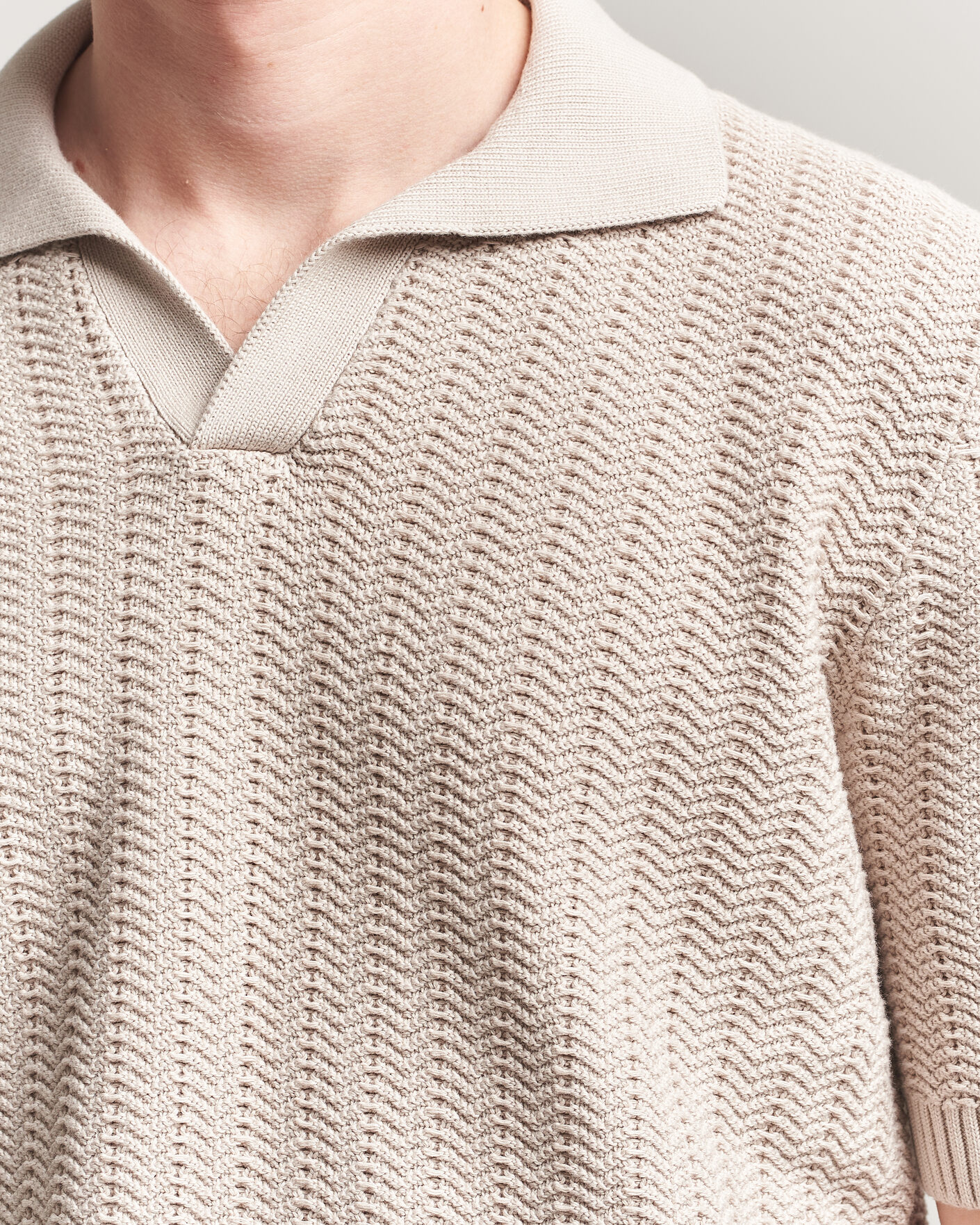 Heren | Polo's | Gran Sasso | Cotton Structured Knitted Polo Beige