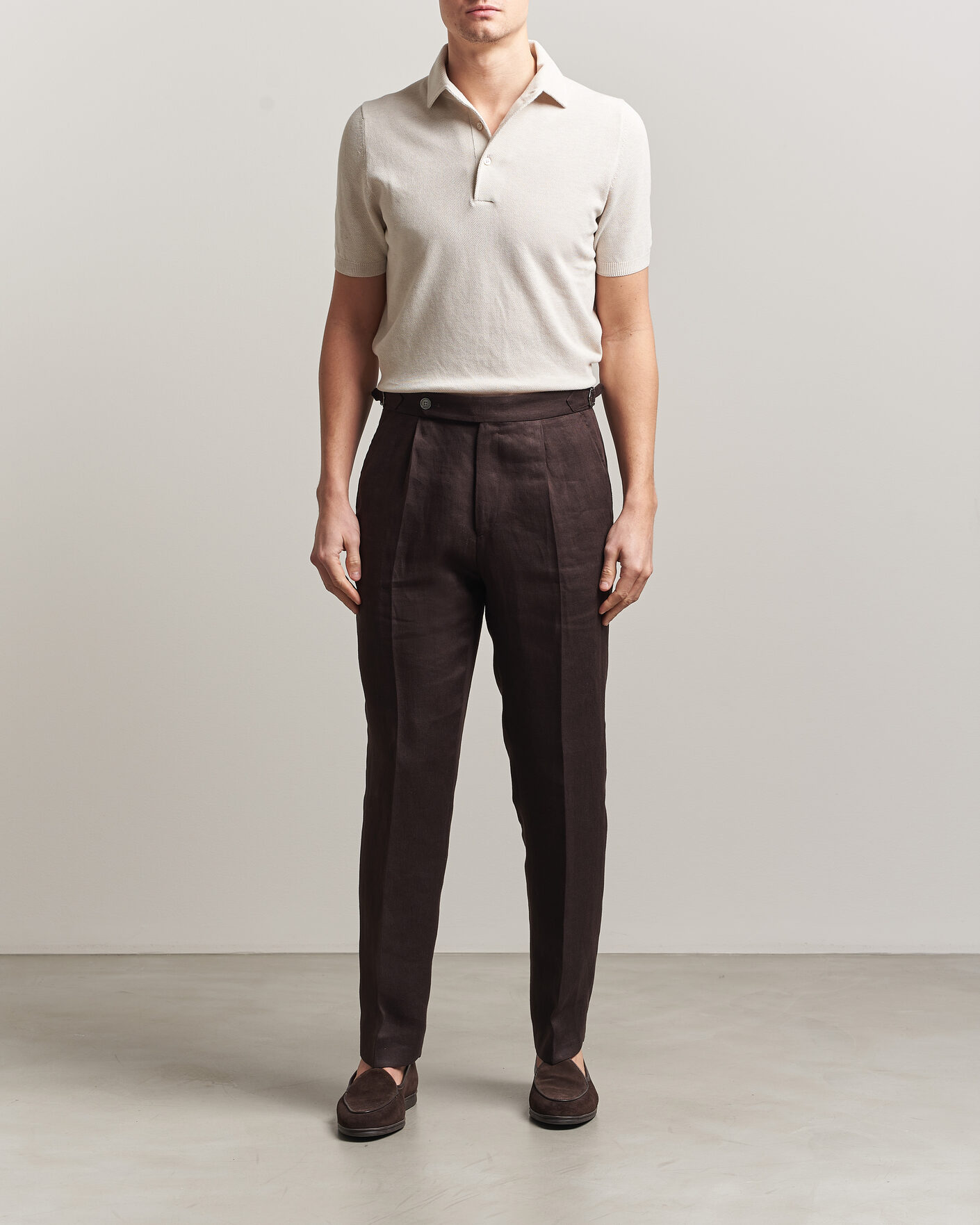 Heren | Polo's | Gran Sasso | Cotton Textured Knitted Polo Light Beige