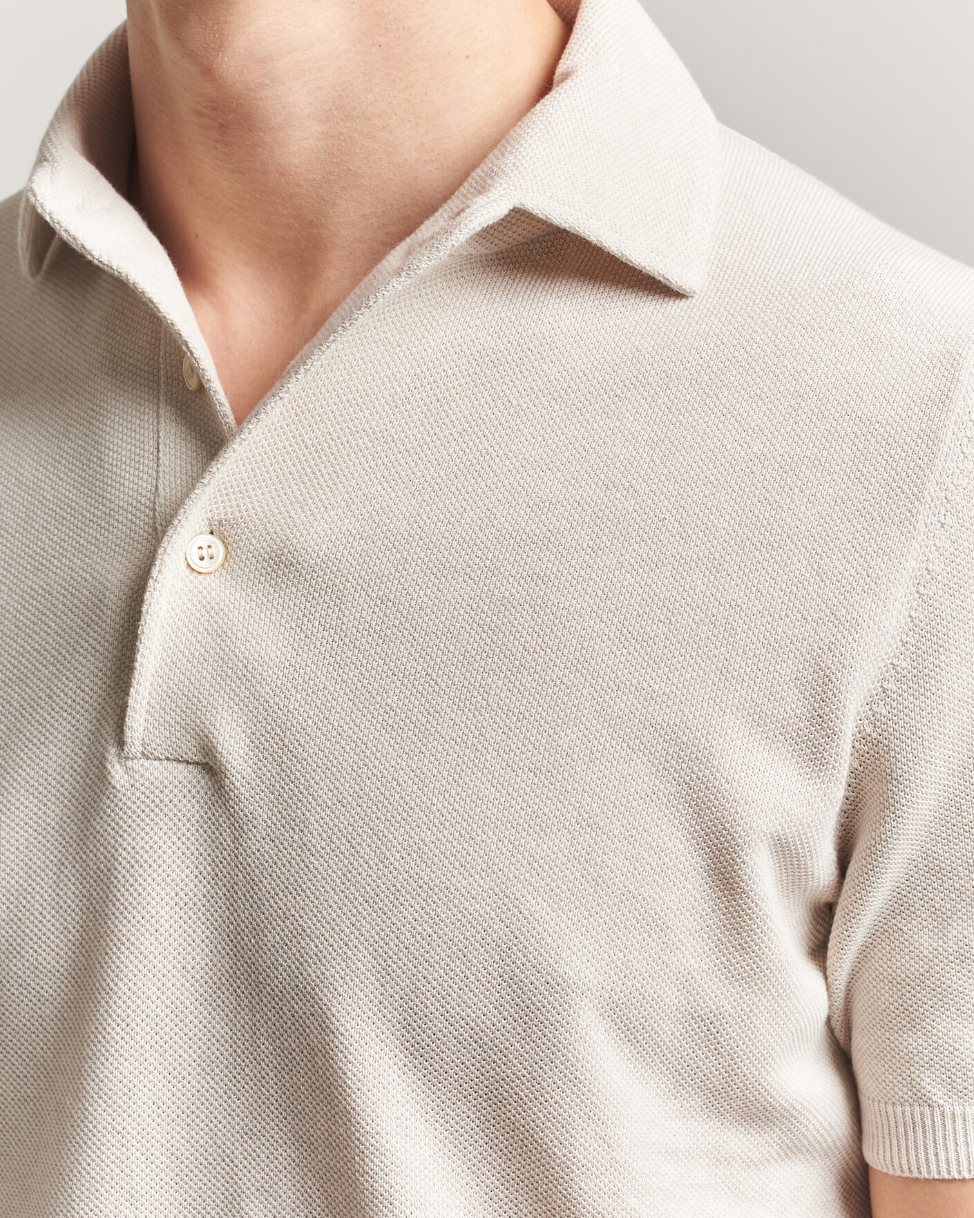 Heren | Polo's | Gran Sasso | Cotton Textured Knitted Polo Light Beige