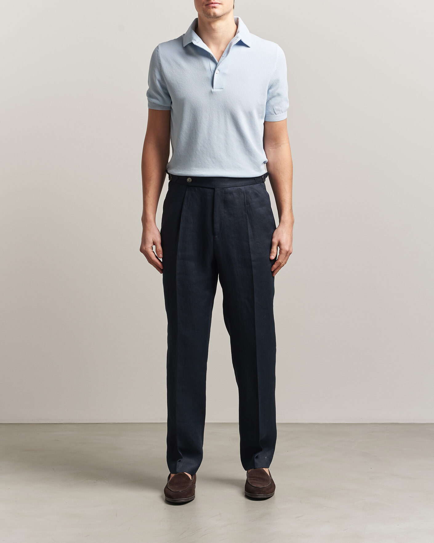Heren | Polo's | Gran Sasso | Cotton Textured Knitted Polo Light Blue