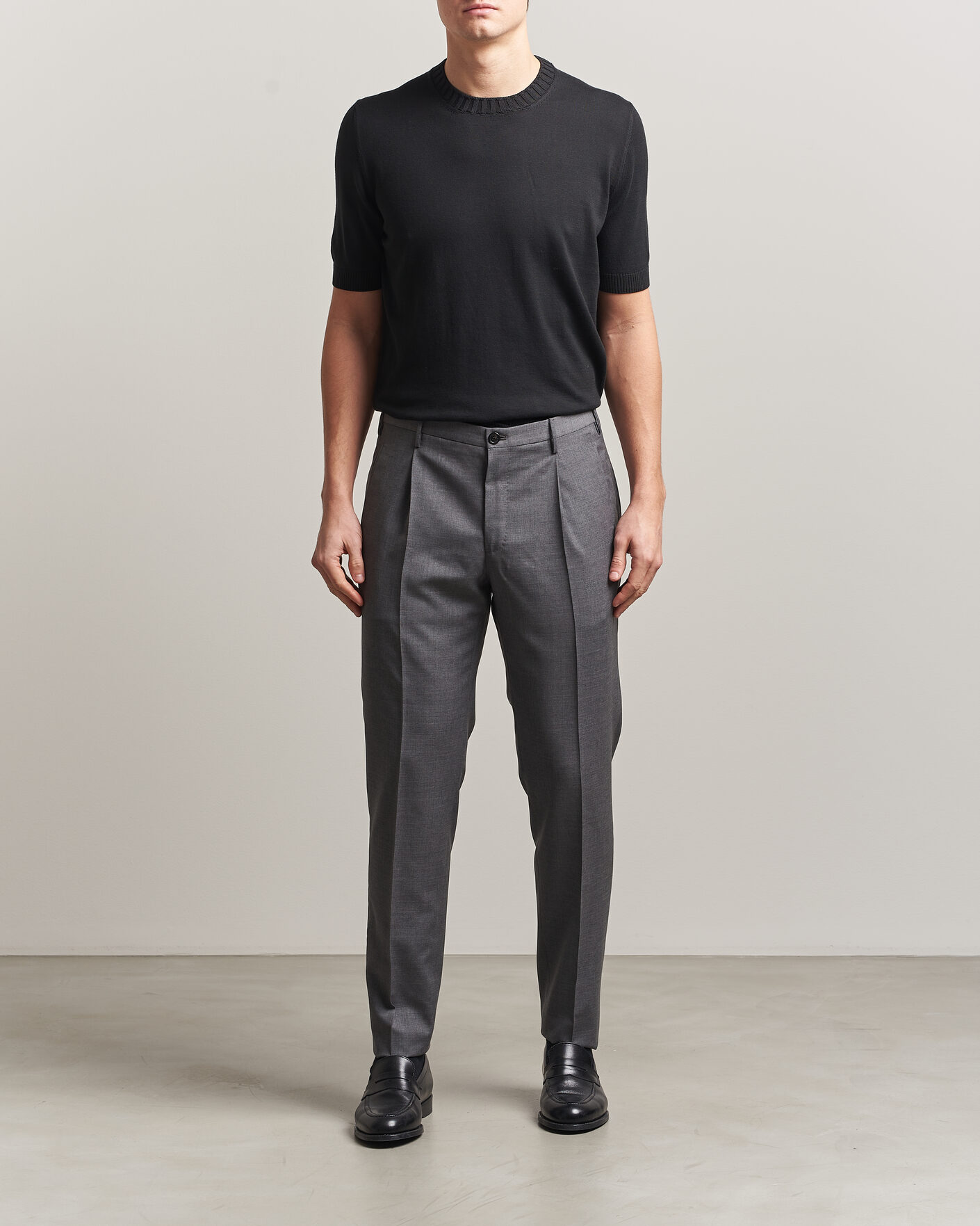 Homme | T-shirts | Gran Sasso | Cotton Heavy Knitted Crew Neck T-Shirt Black