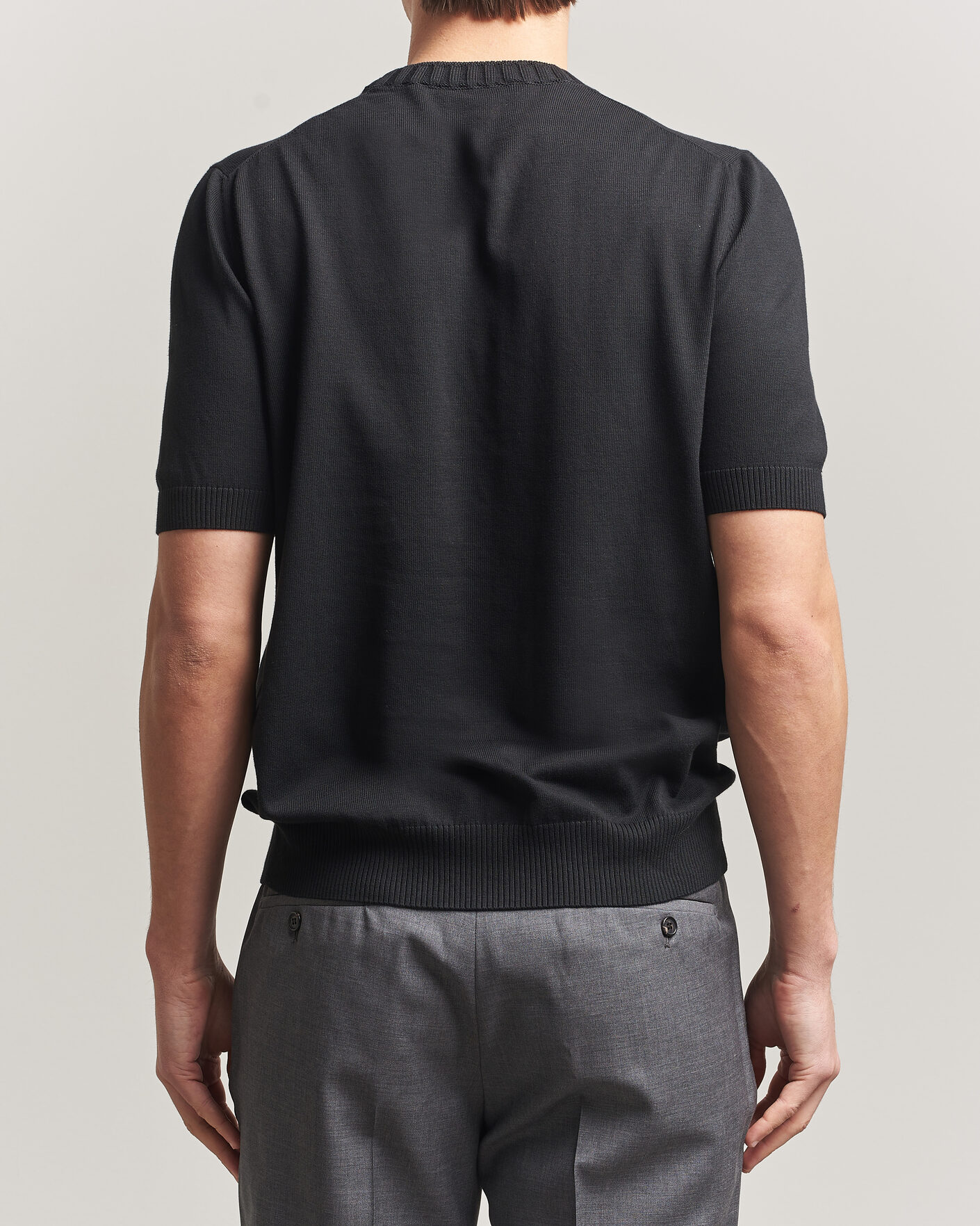 Homme | T-shirts | Gran Sasso | Cotton Heavy Knitted Crew Neck T-Shirt Black