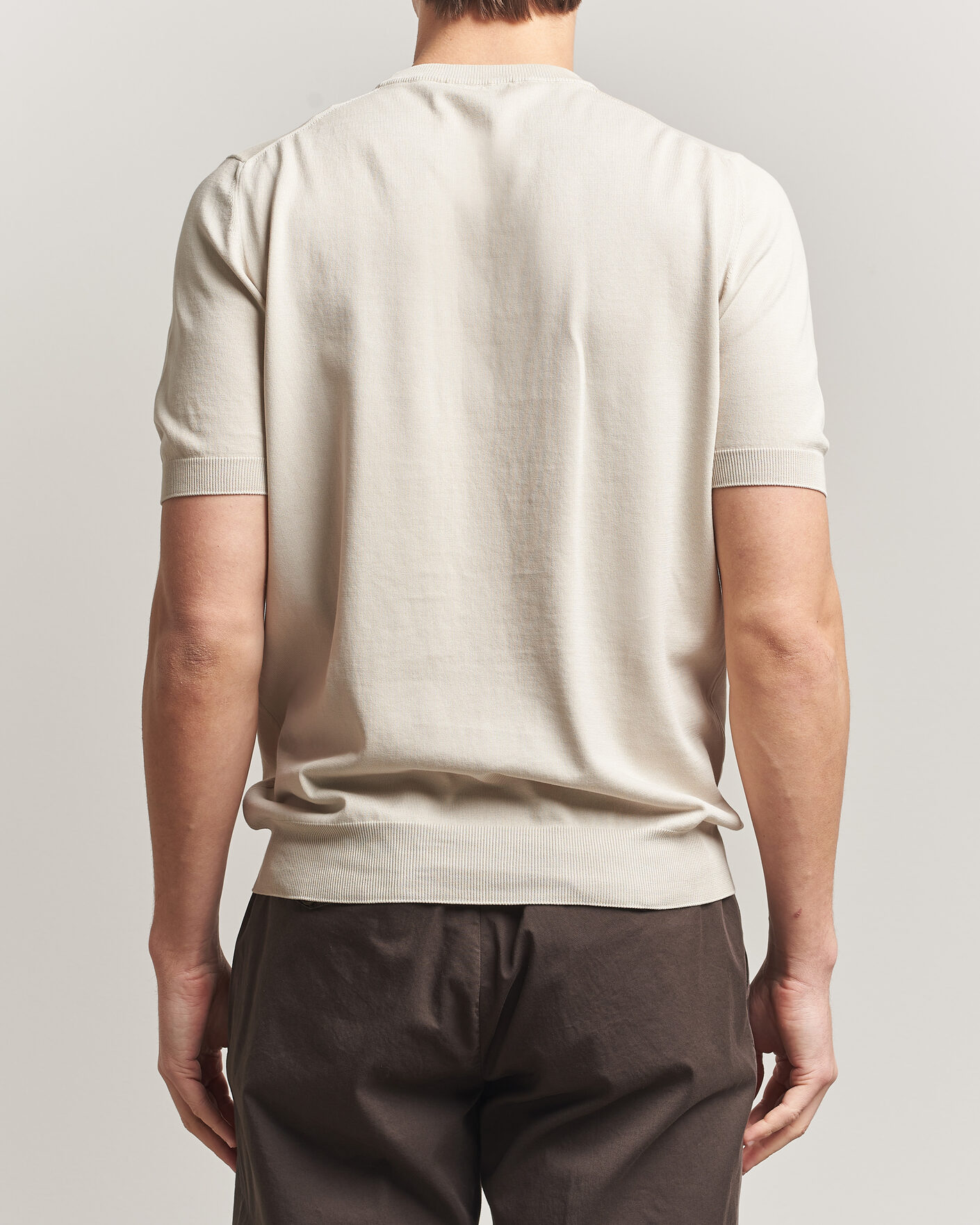 Heren | T-shirts | Gran Sasso | Cotton Knitted Crew Neck T-Shirt Beige Melange