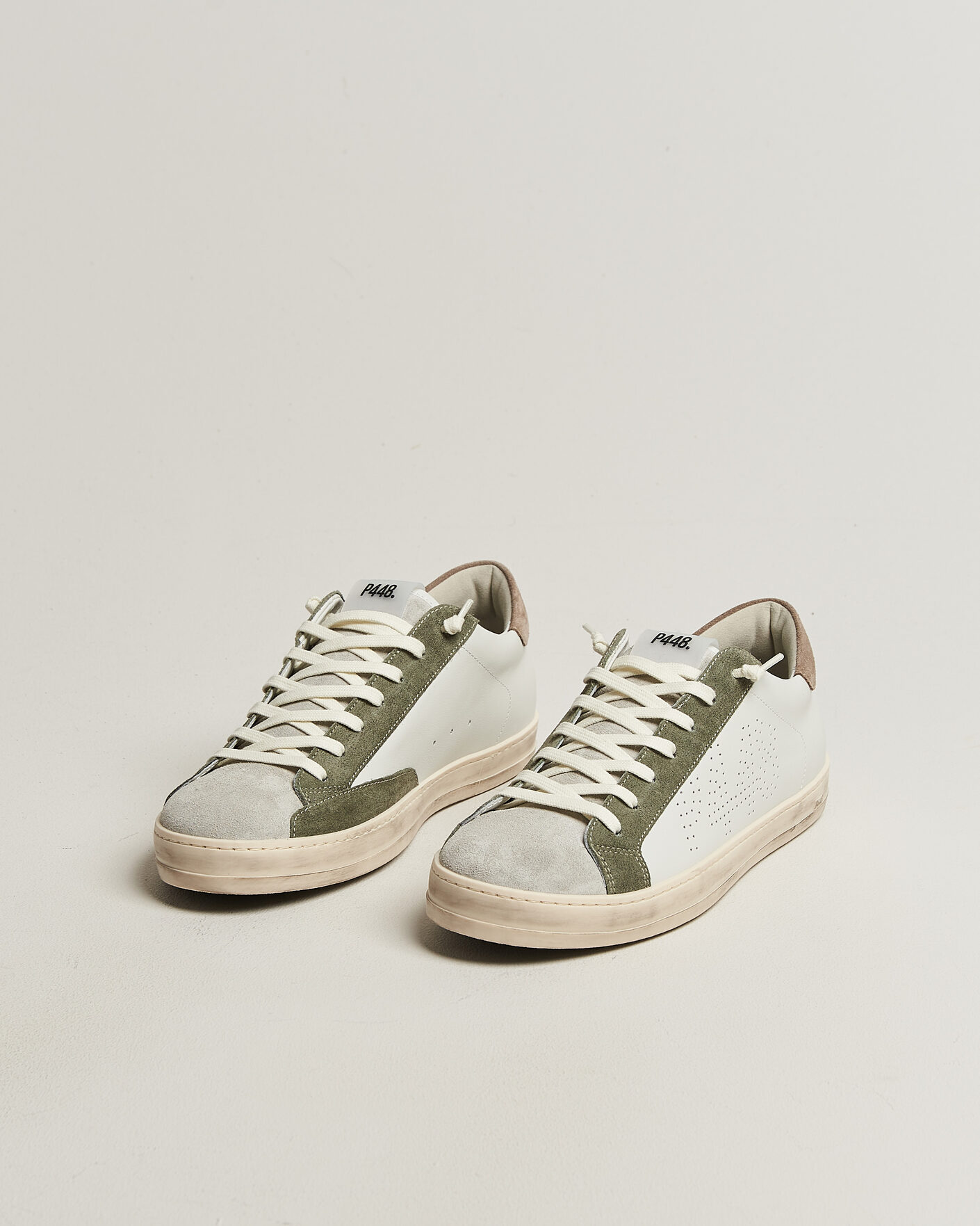 Homme | Baskets | P448 | John Leather/Suede Sneaker White/Olive/Grey