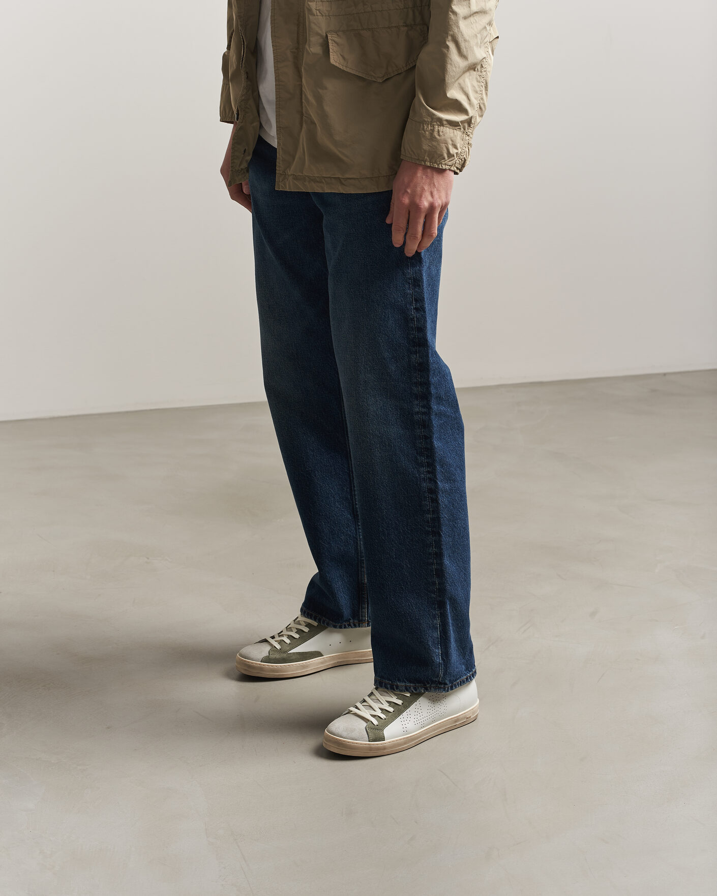 Homme | Baskets | P448 | John Leather/Suede Sneaker White/Olive/Grey