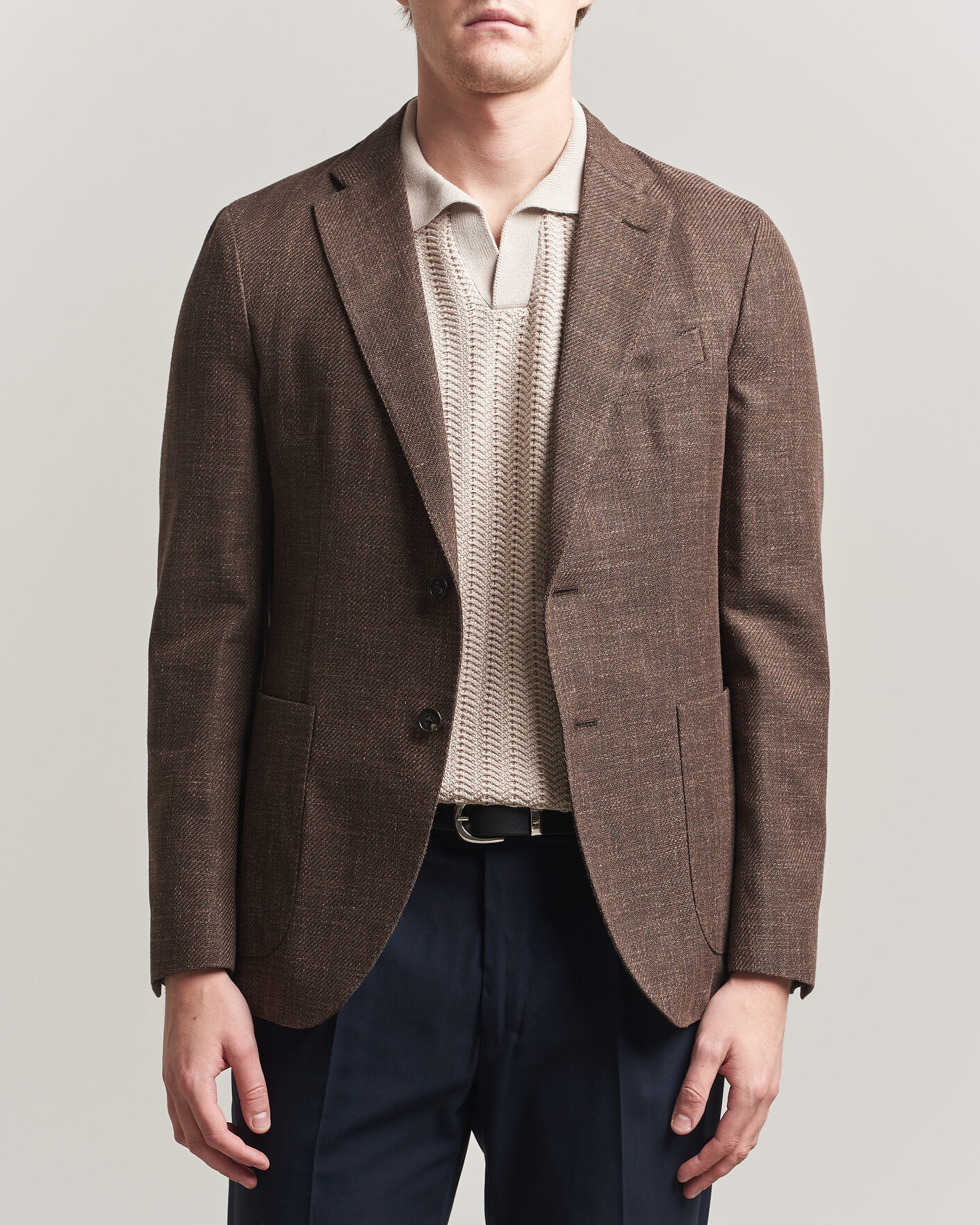 Homme | Blazers | Incotex | Structured Cotton Blazer Dark Brown