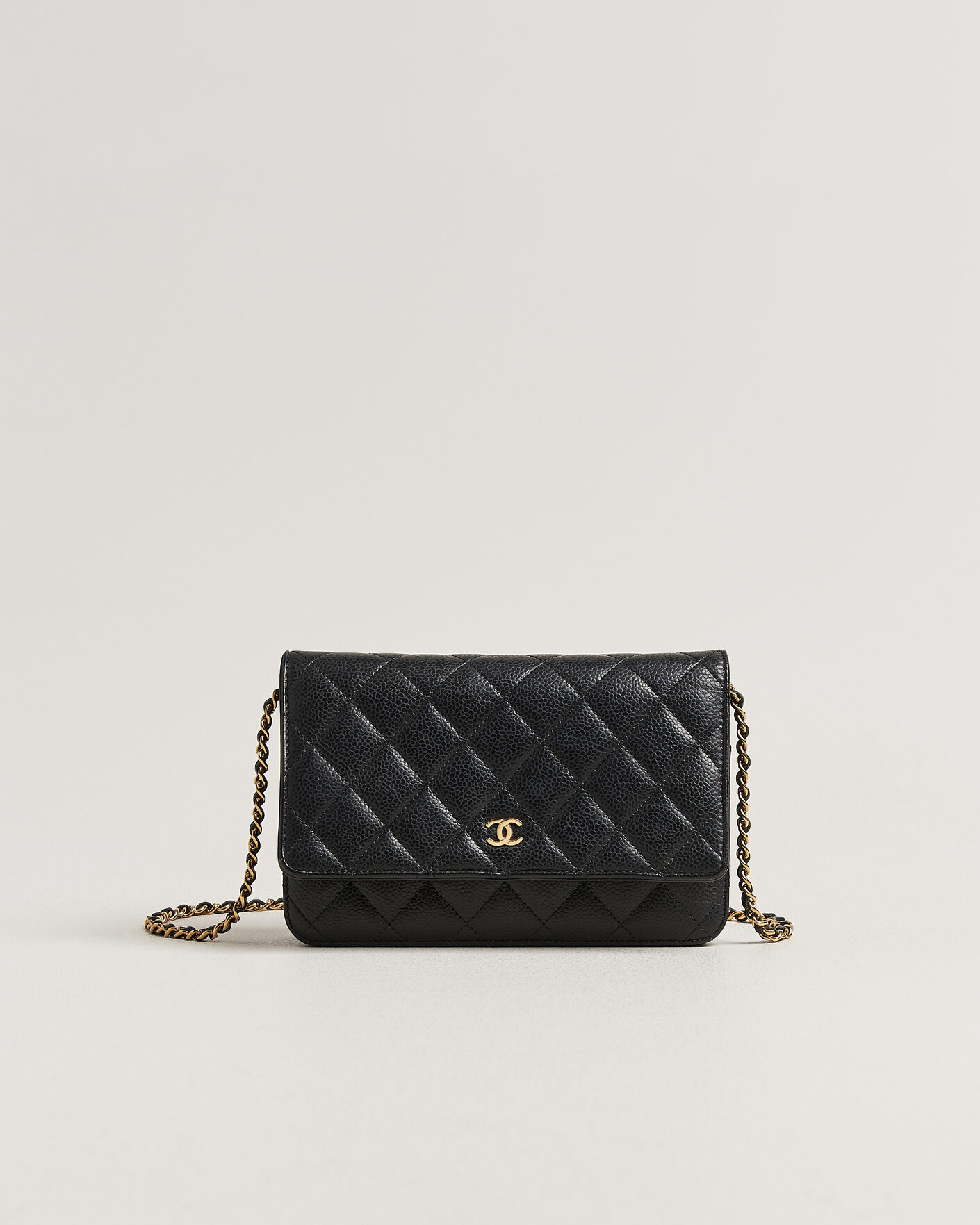 Heren | Pre-Owned & Vintage Bags | Chanel Pre-Owned | Wallet On Chain Caviar Leather Black