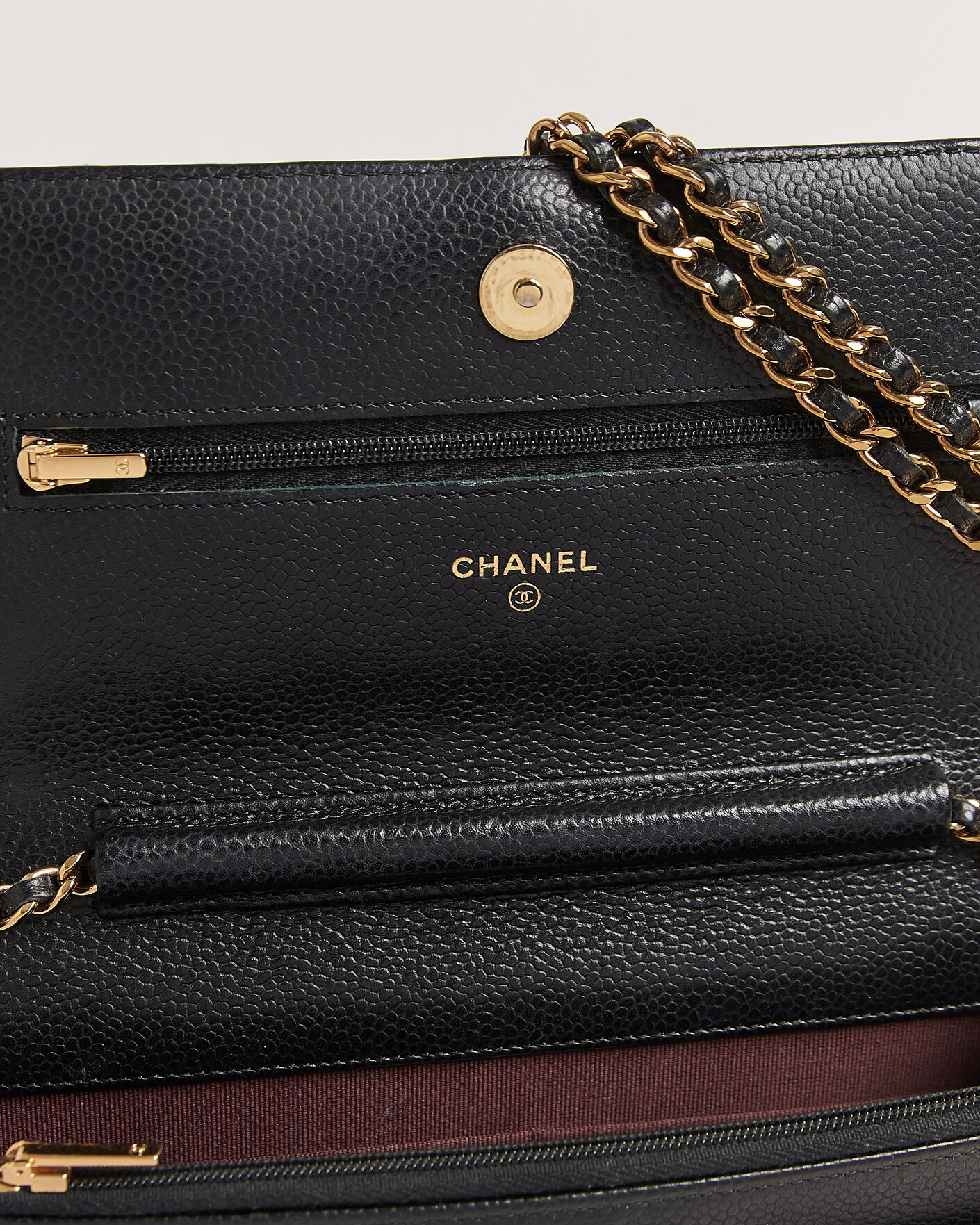 Heren | Pre-Owned & Vintage Bags | Chanel Pre-Owned | Wallet On Chain Caviar Leather Black