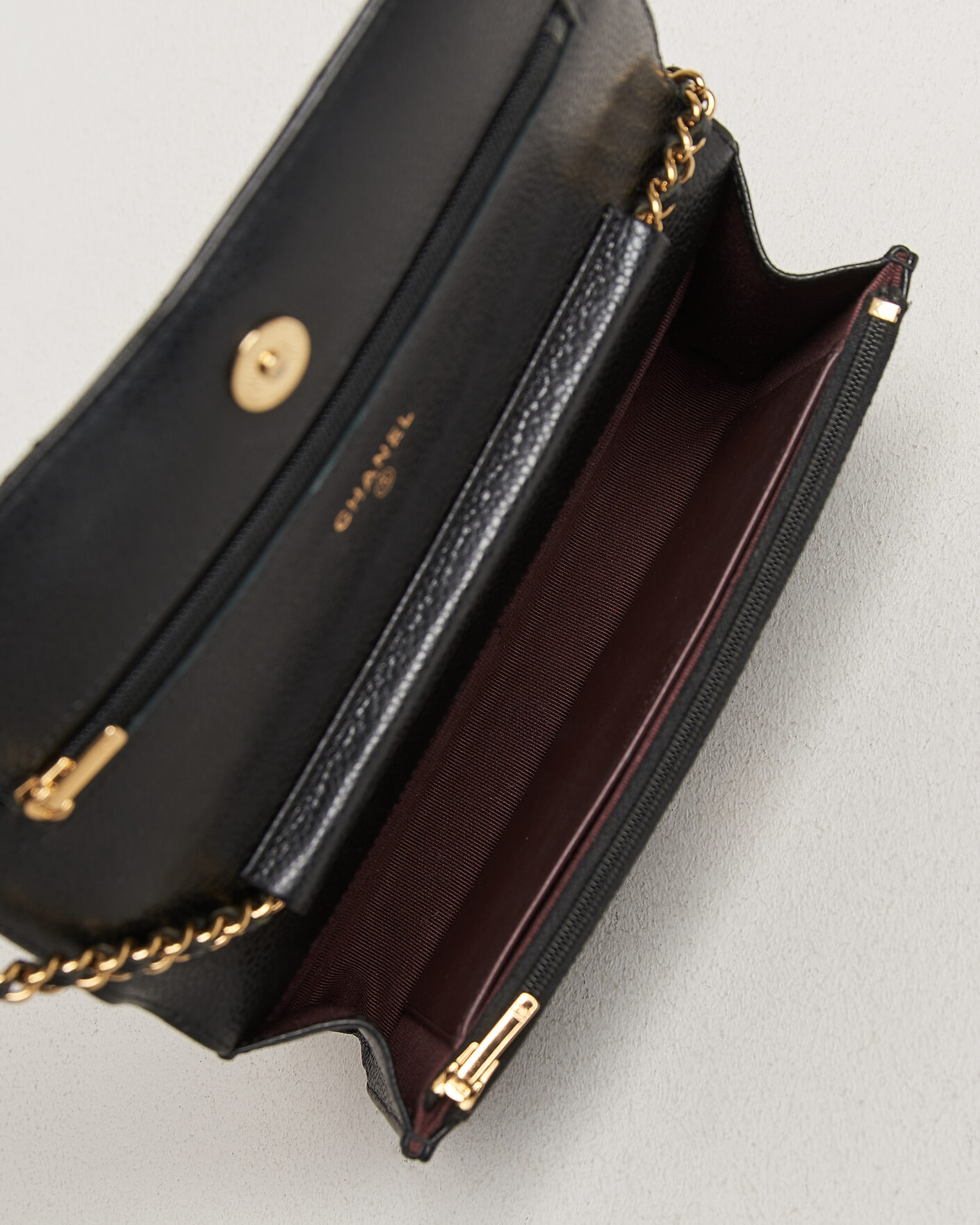 Heren | Pre-Owned & Vintage Bags | Chanel Pre-Owned | Wallet On Chain Caviar Leather Black