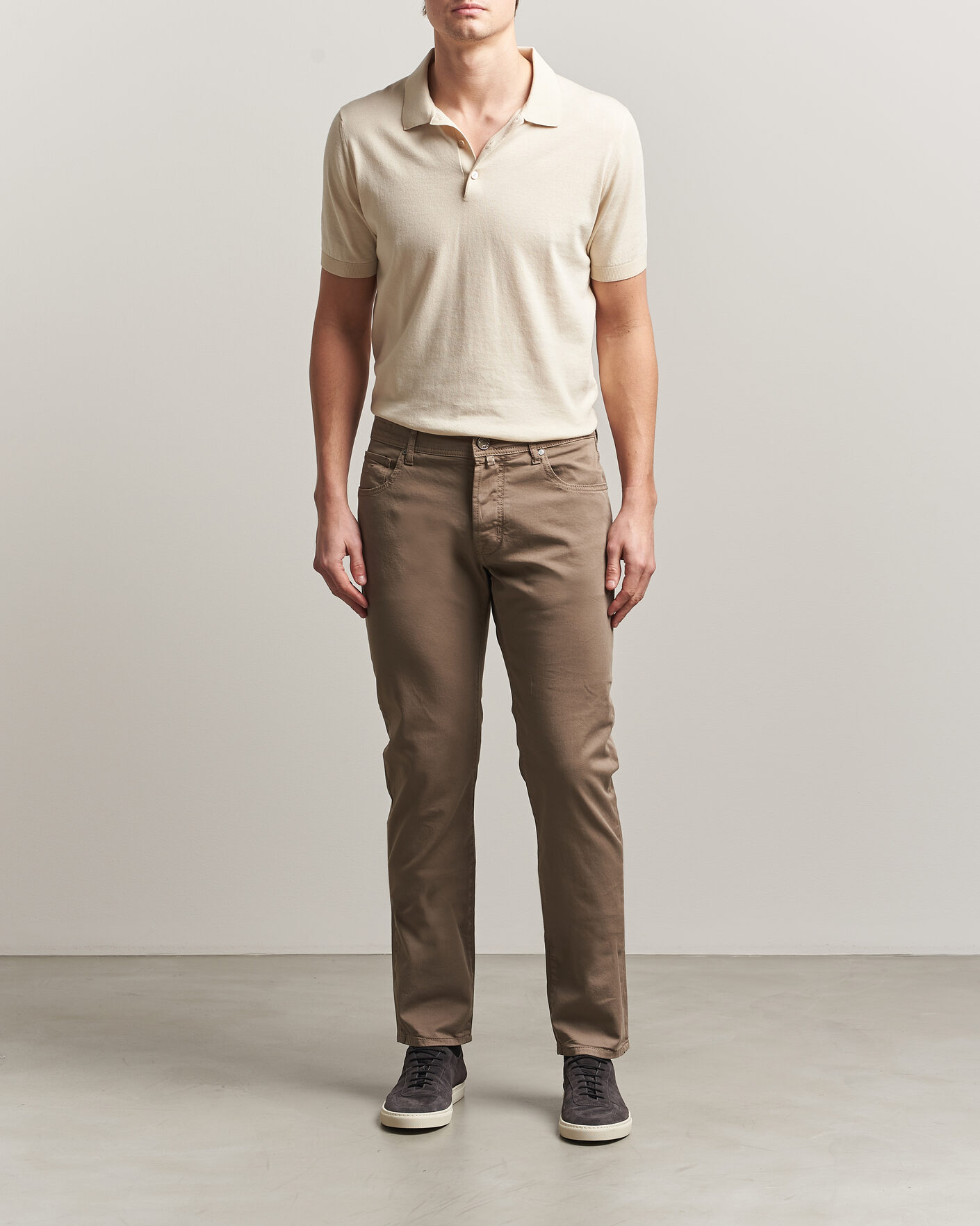 Heren | Broeken | Jacob Cohën | Bard Garment Dyed Gabardine Trousers Khaki Beige