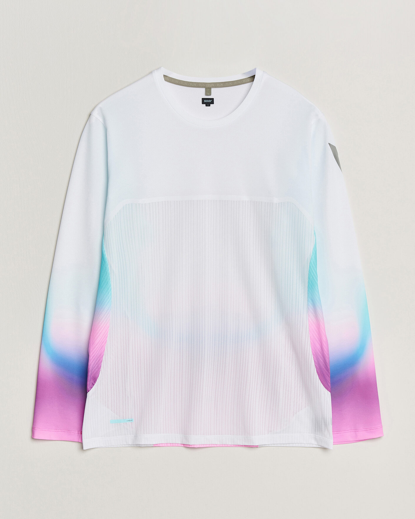 Heren | T-shirts | SOAR Running | Hot Weather Long Sleeve Tee White/Blue