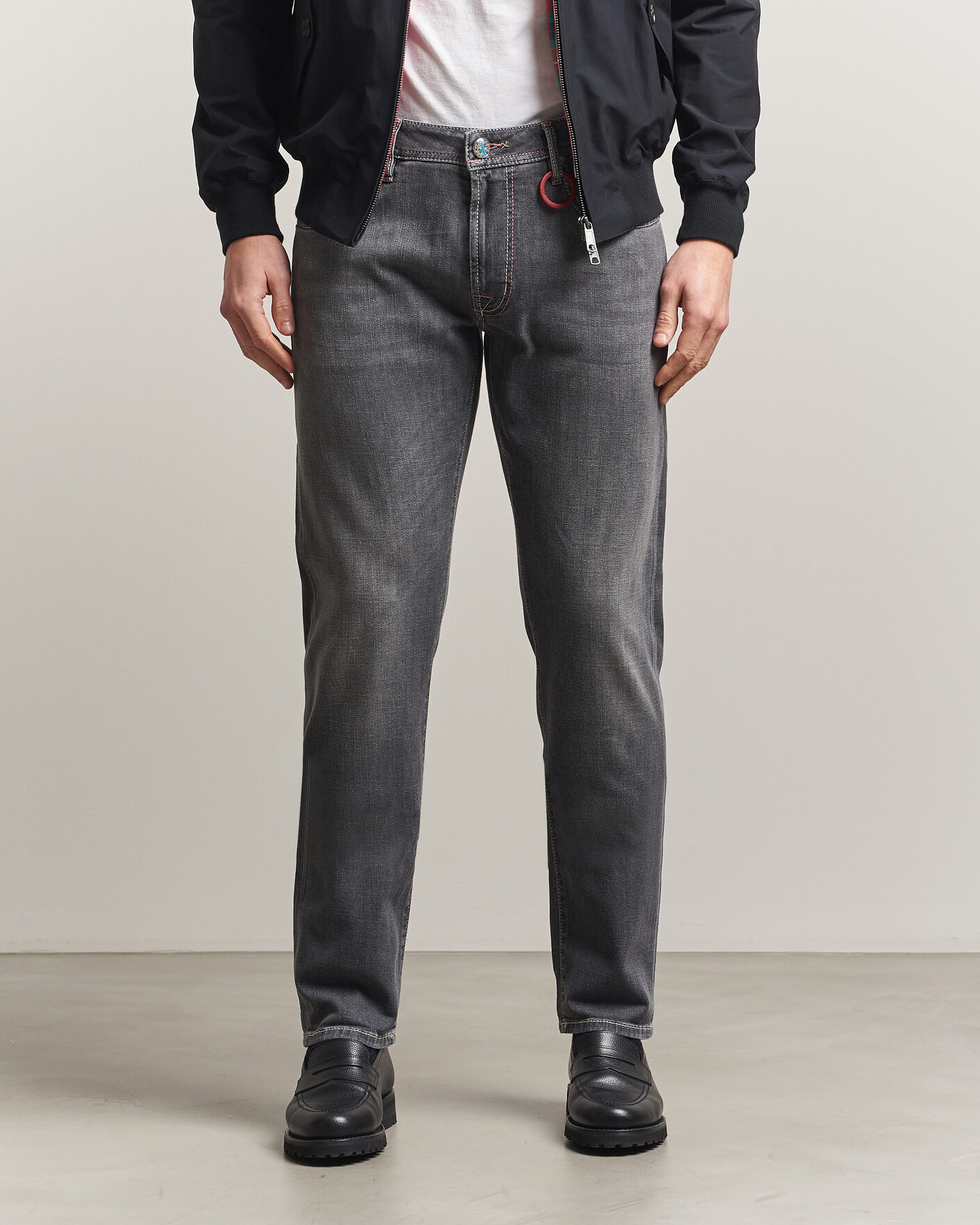 Homme | Jeans | Tramarossa | Michelangelo Contrast Seam Stretch Jeans Dark Grey