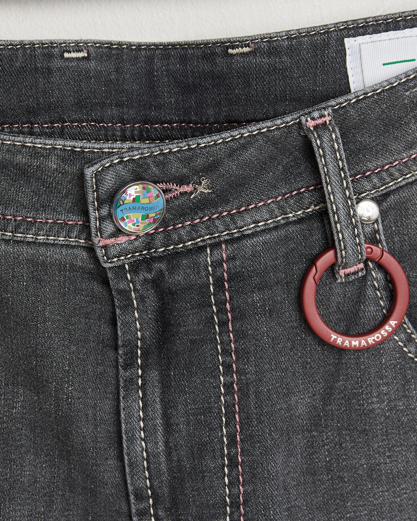 Homme | Jeans | Tramarossa | Michelangelo Contrast Seam Stretch Jeans Dark Grey