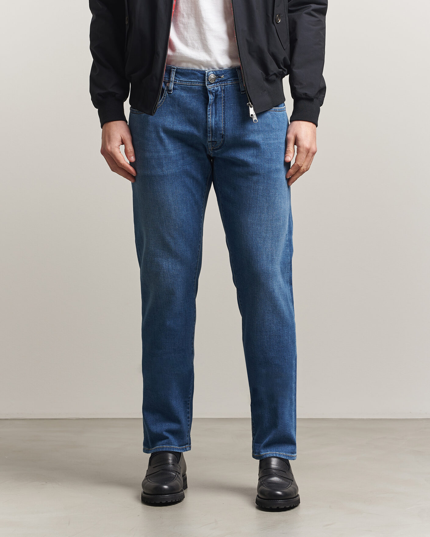 Homme | Jeans | Tramarossa | Michelangelo Contrast Seam Stretch Jeans Mid Blue