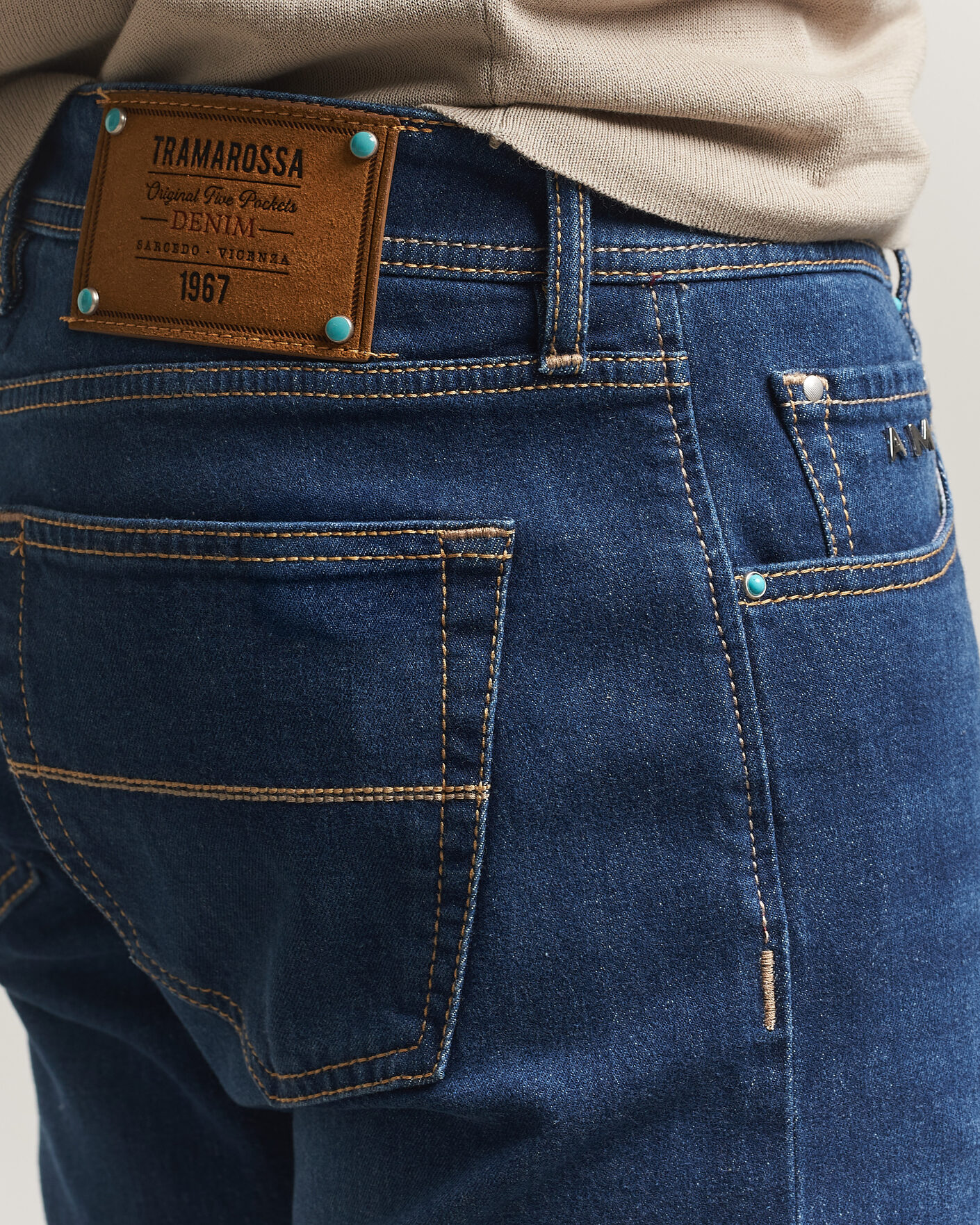 Heren | Jeans | Tramarossa | Michelangelo Western Badge Stretch Jeans Mid Blue