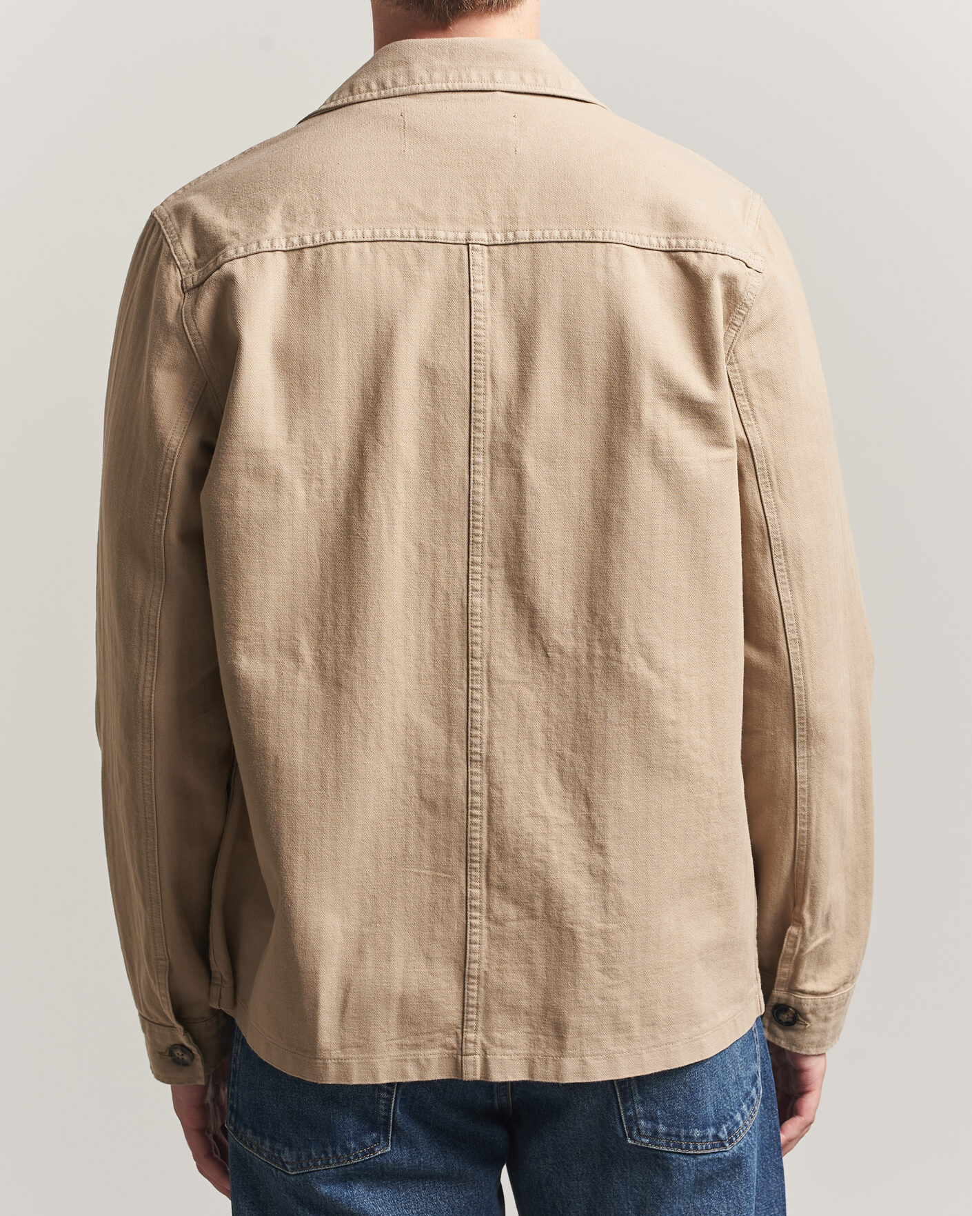 Heren | Overhemden | A Day's March | Original Herringbone Overshirt Desert Taupe