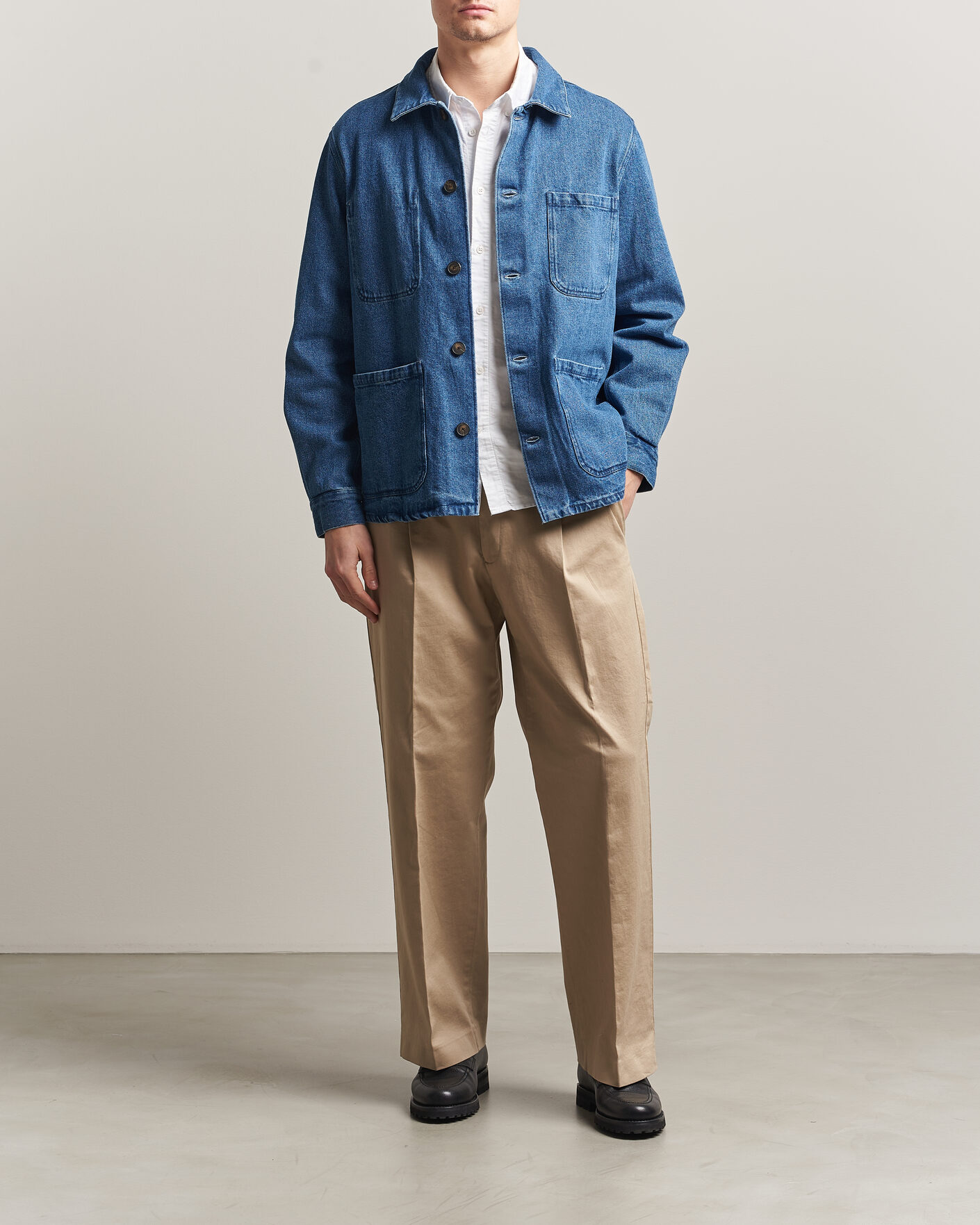 Heren | Overhemden | A Day's March | Algot Denim Overshirt Washed Blue