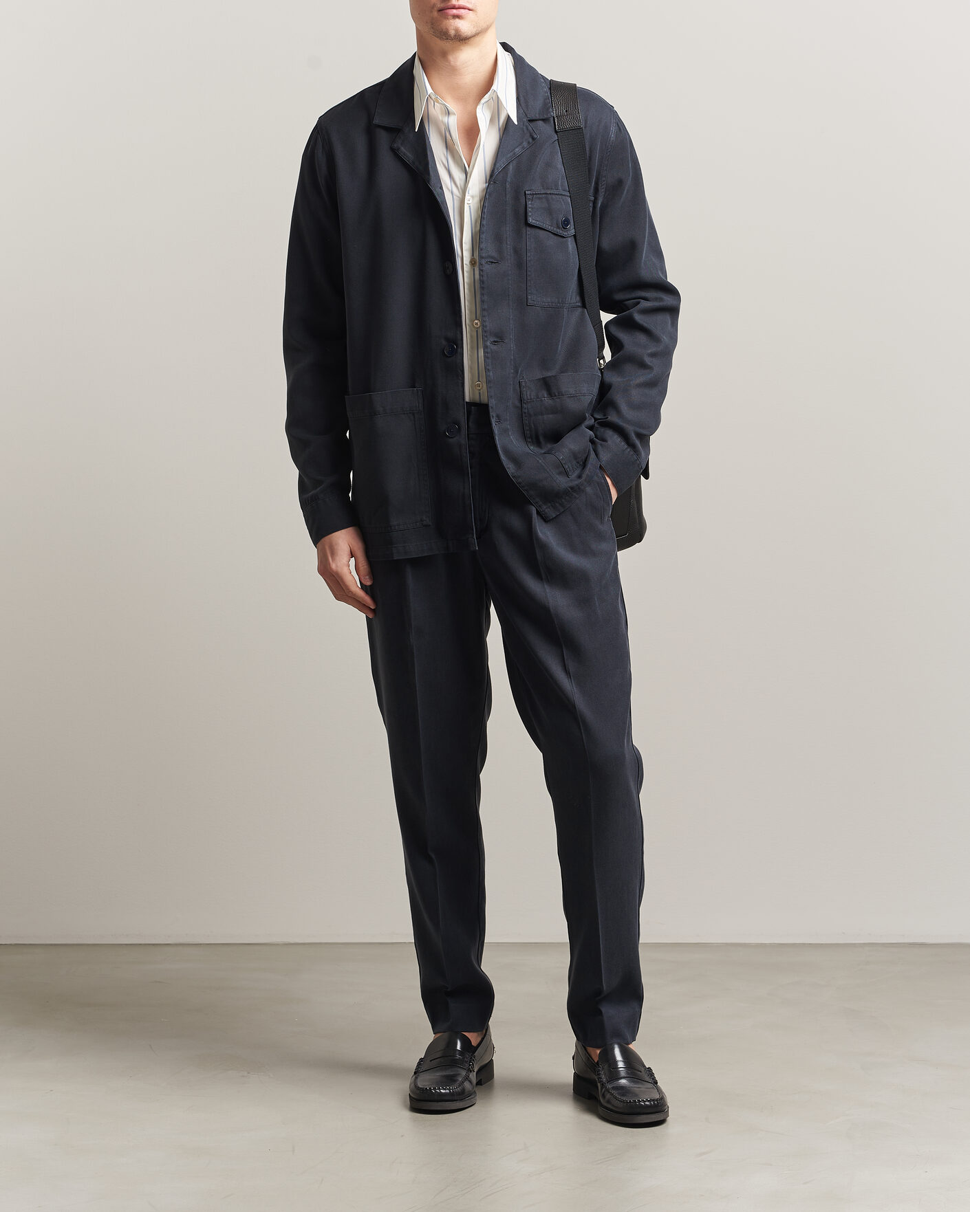 Heren | Overhemden | A Day's March | Banagher Lyocell Overshirt Navy