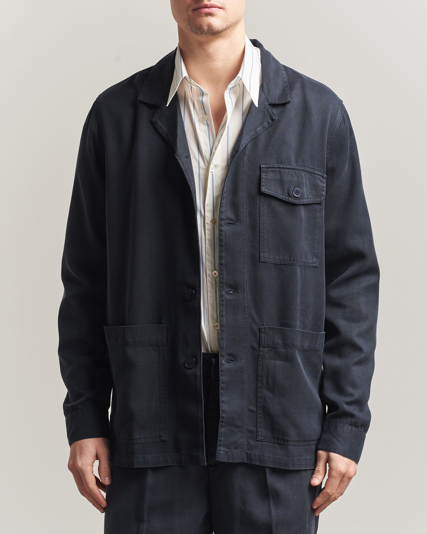 Homme | Chemises | A Day's March | Banagher Lyocell Overshirt Navy