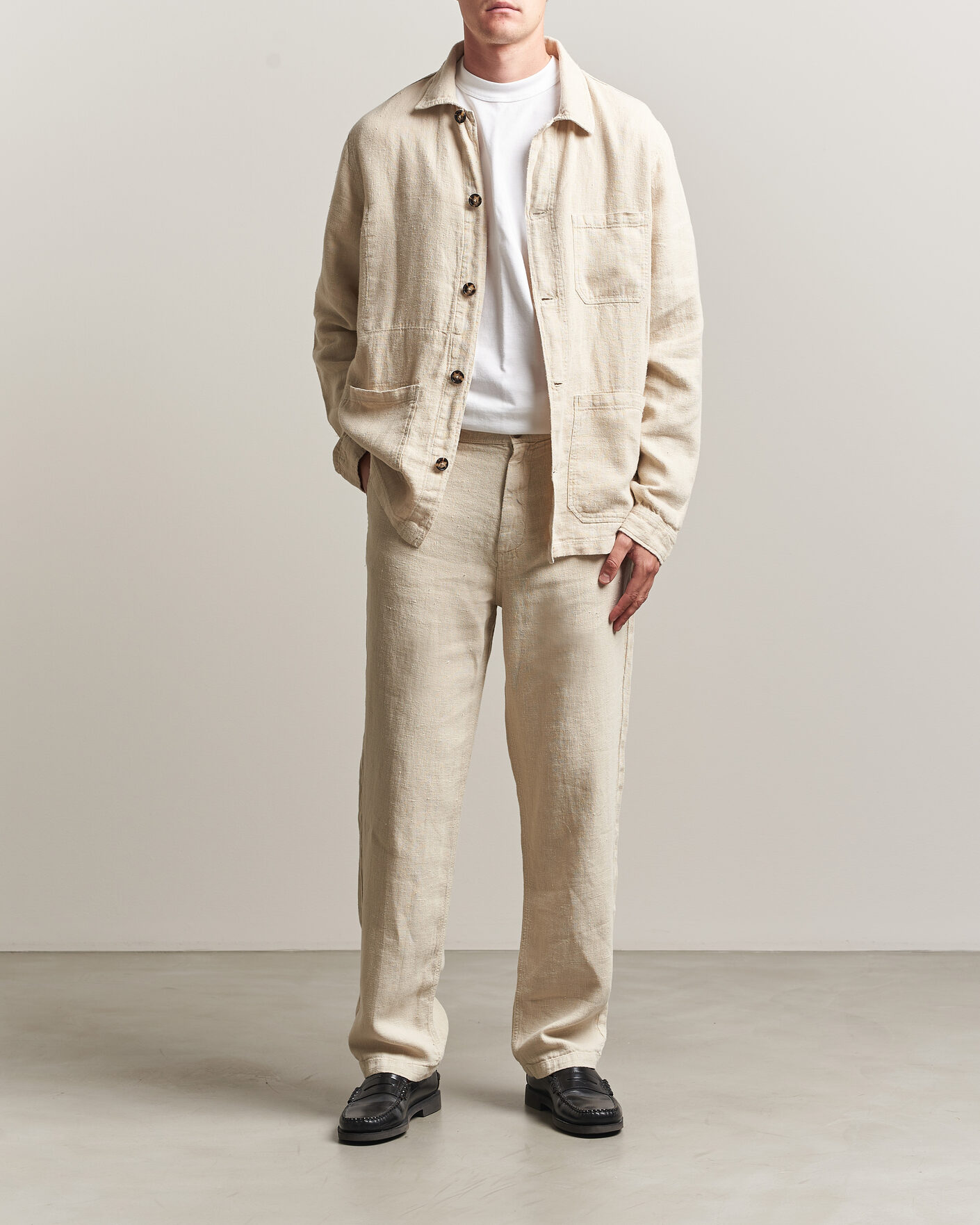 Homme | Chemises | A Day's March | Original Linen Overshirt Oyster