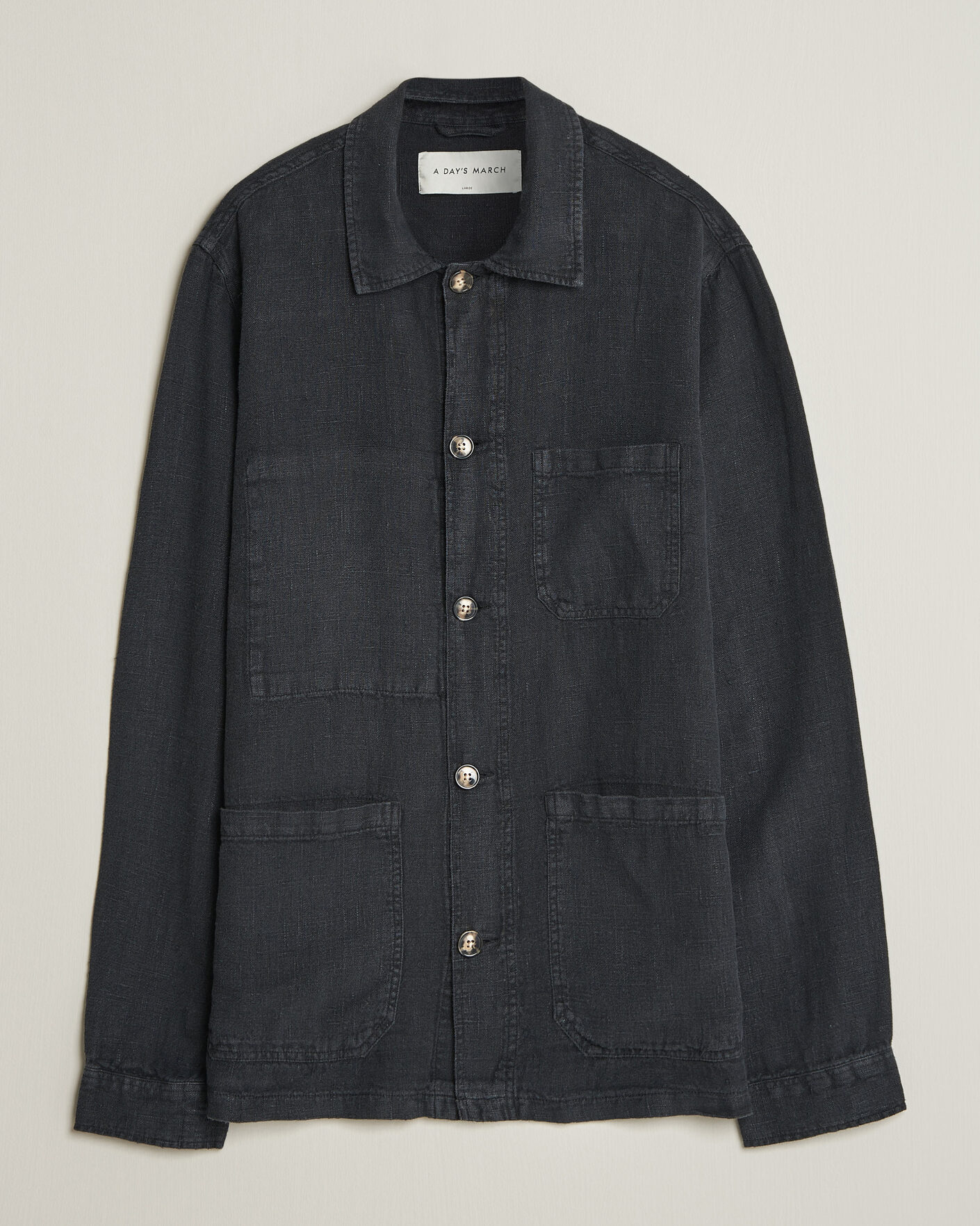 Homme | Chemises | A Day's March | Original Linen Overshirt Black
