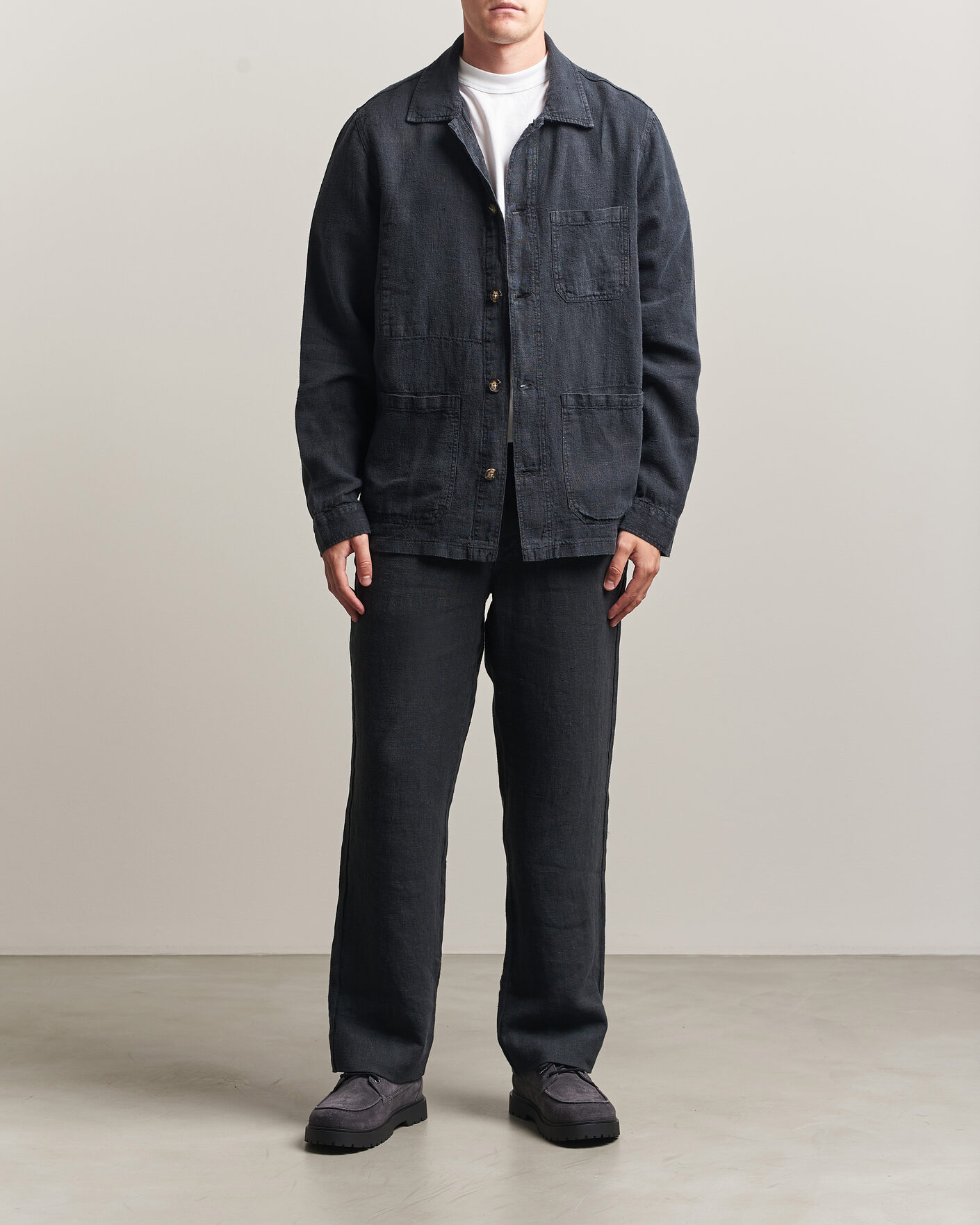 Heren |  | A Day's March | Original Linen Overshirt Black