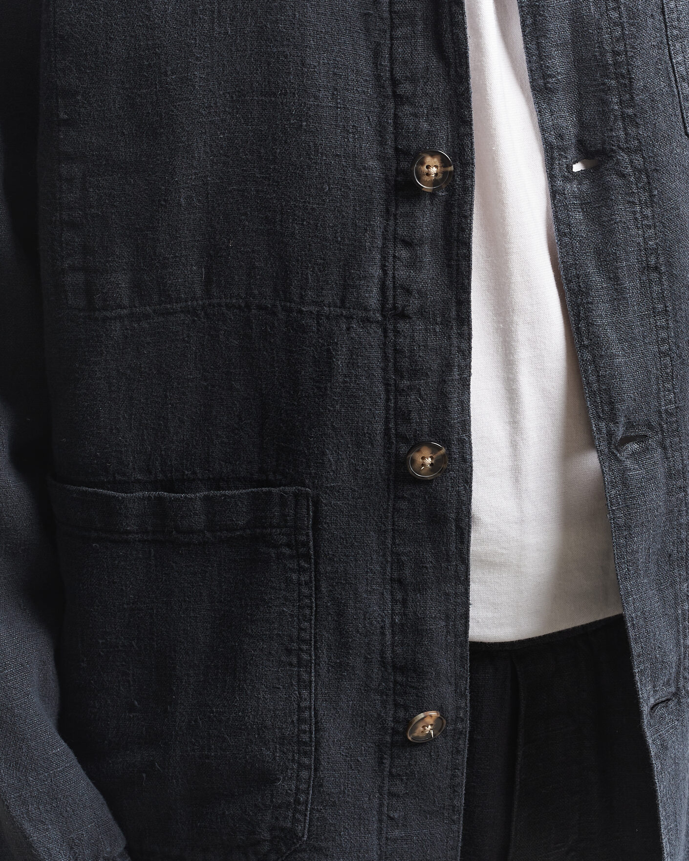 Homme | Chemises | A Day's March | Original Linen Overshirt Black
