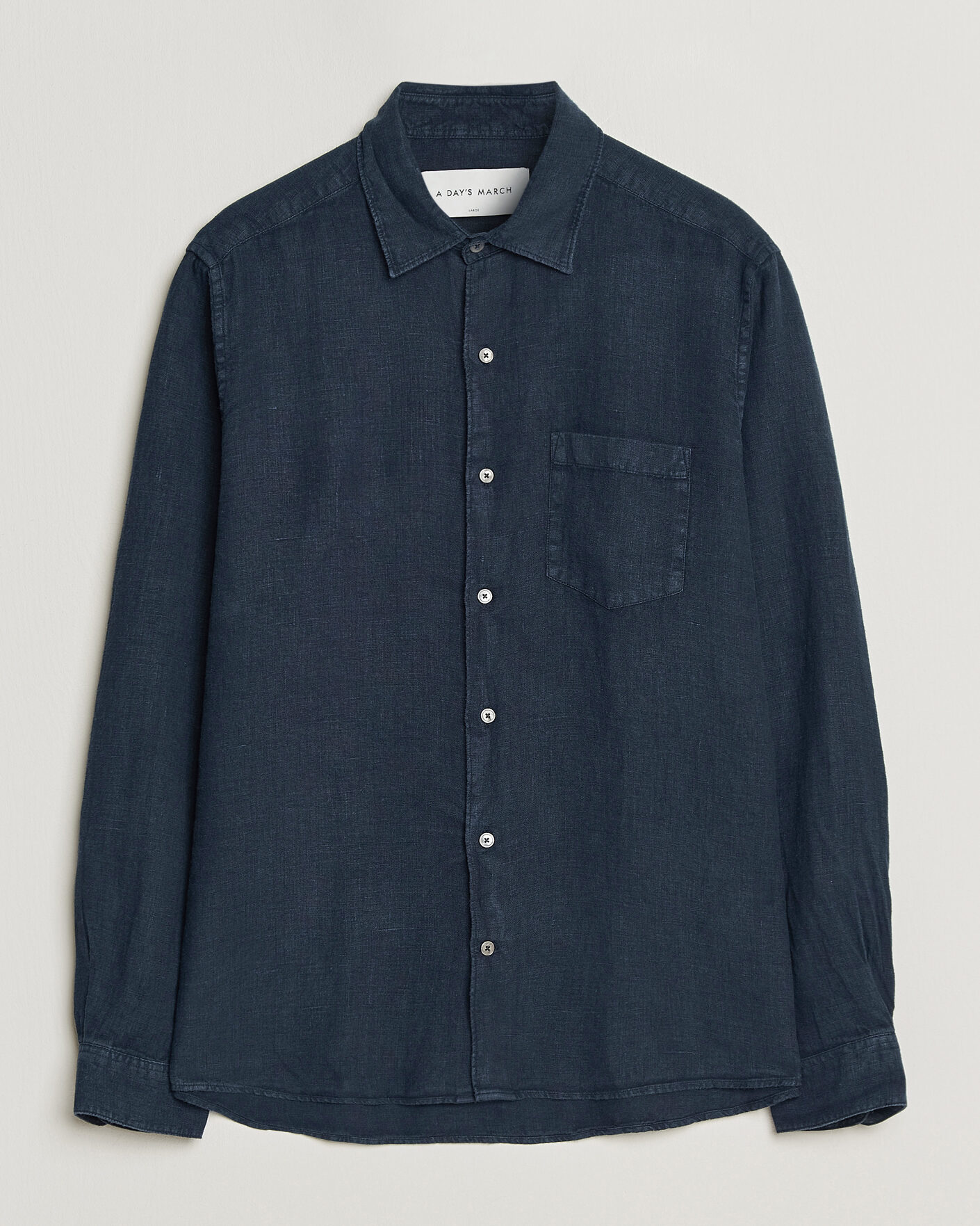 Heren | Overhemden | A Day's March | Daintree Linen Shirt Navy
