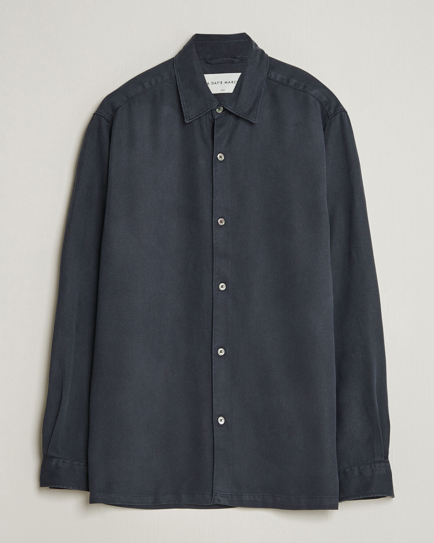 Heren | Overhemden | A Day's March | Clean Cut Lyocell Shirt Navy