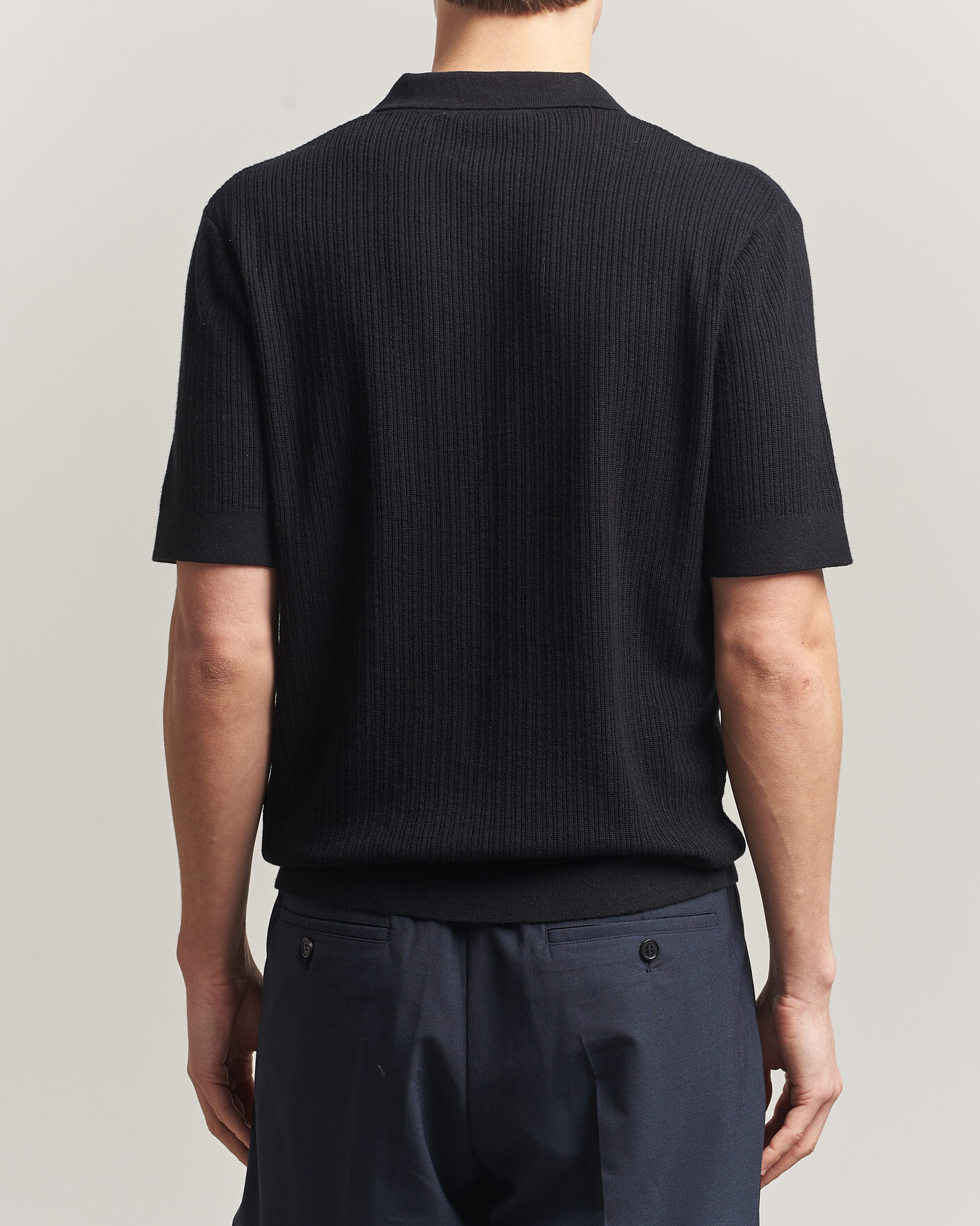 Heren | Polo's | A Day's March | Aspen Structured Knitted Polo Black