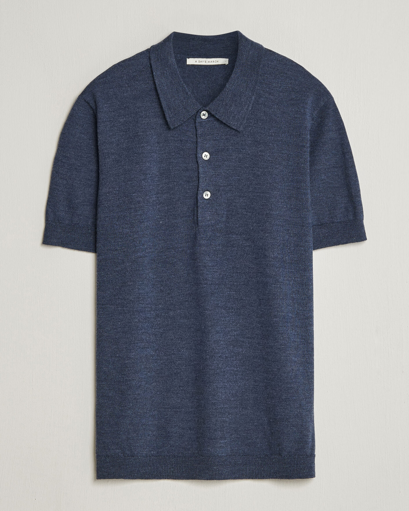 Homme | Polos | A Day's March | Rosehall Knitted Polo Storm Blue