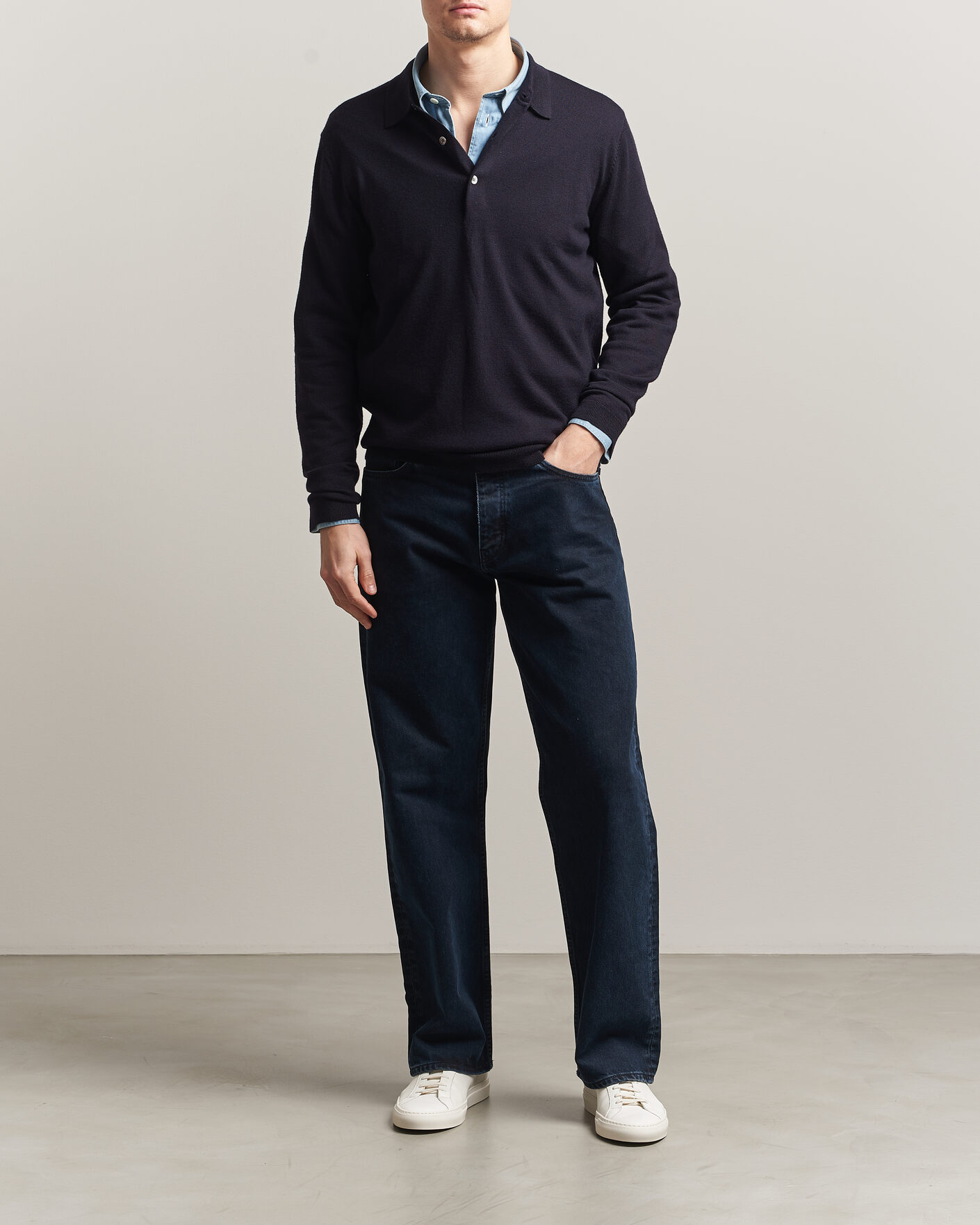 Heren | Truien | A Day's March | Ambroz Merino Polo Navy