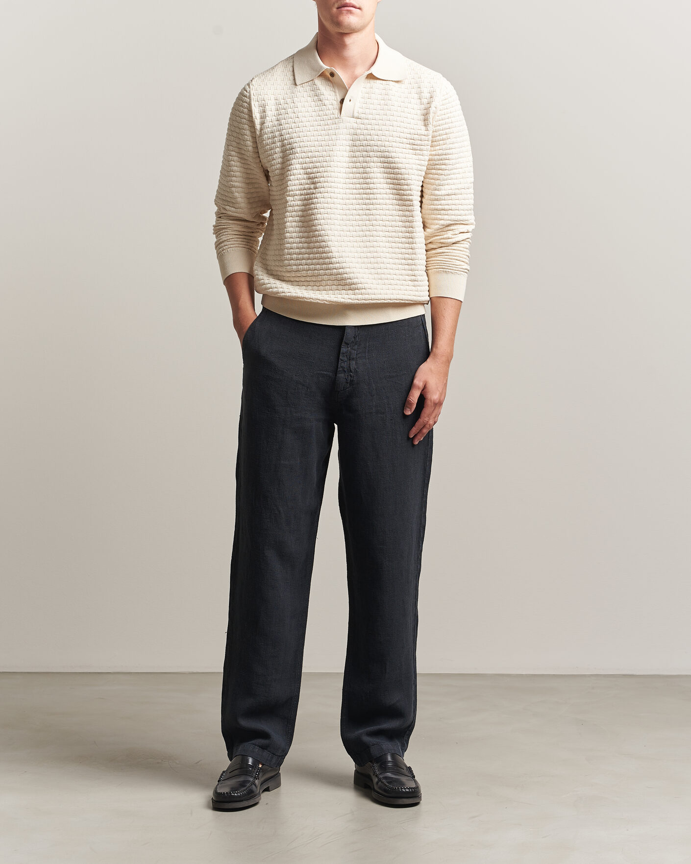 Heren | Broeken | A Day's March | Redwood Linen Trousers Black